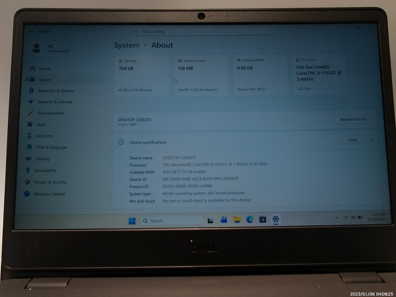 Dell Vostro 3400 – i5-1135G7 – (See Description)