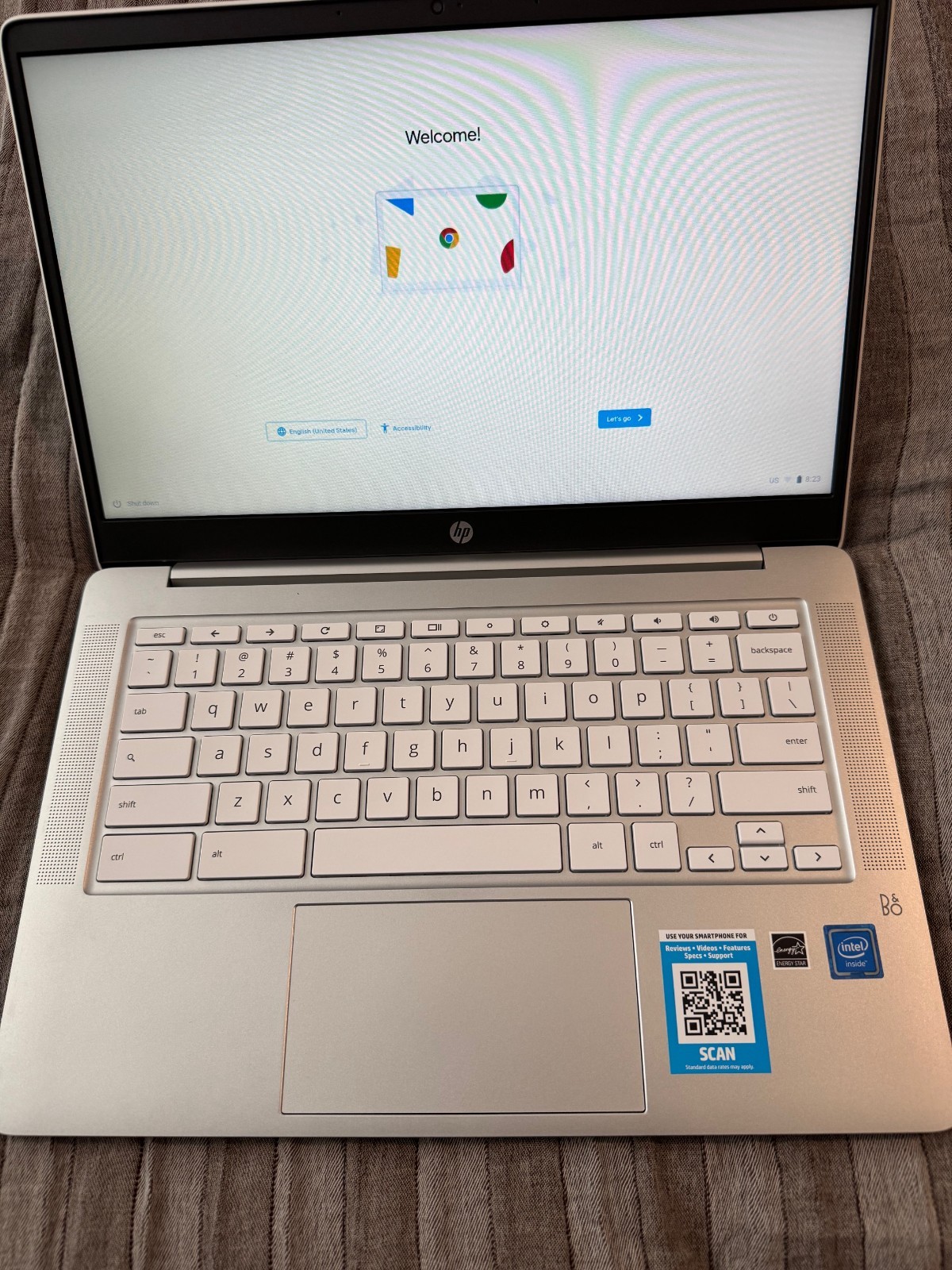 HP 14a-na0020nr 14 inch (32GB, Intel Celeron, 1.10GHz, 4GB) Chromebook – White –