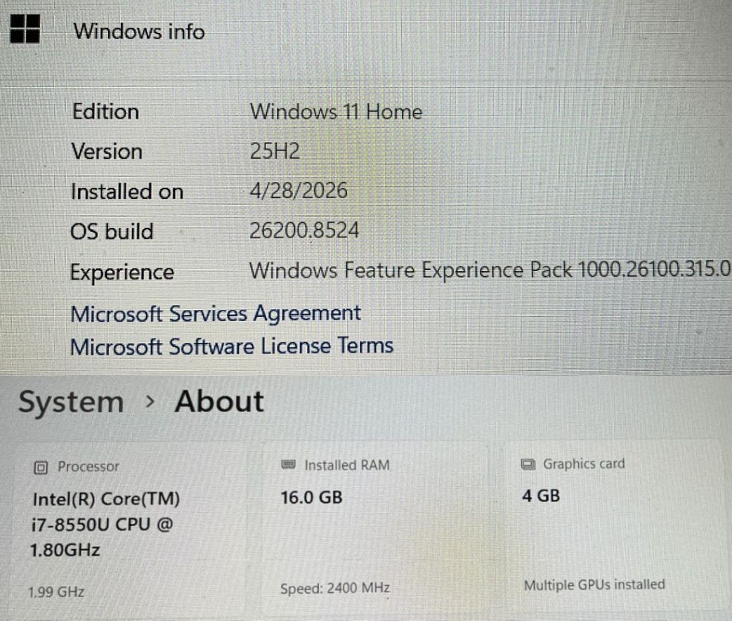 HP PAVILION LAPTOP 15-cc1xx, 16GB/1TB/i7-8550u/WINDOWS 11 Home, DIAGNOSTICS DONE
