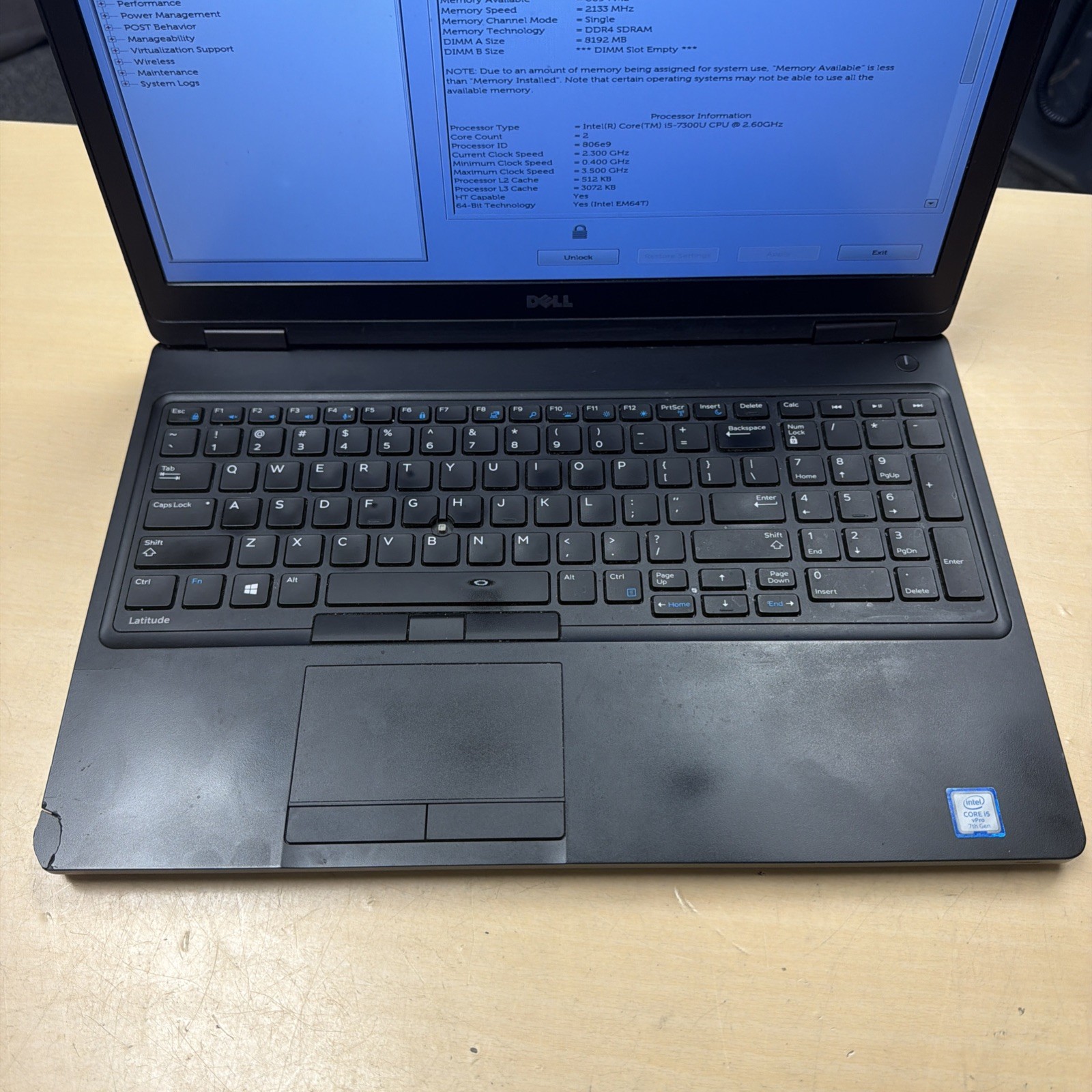 *READ Dell Latitude 5580 15.6″ Laptop Intel i5-7300U 2.60GHz 8GB RAM No HD/OS