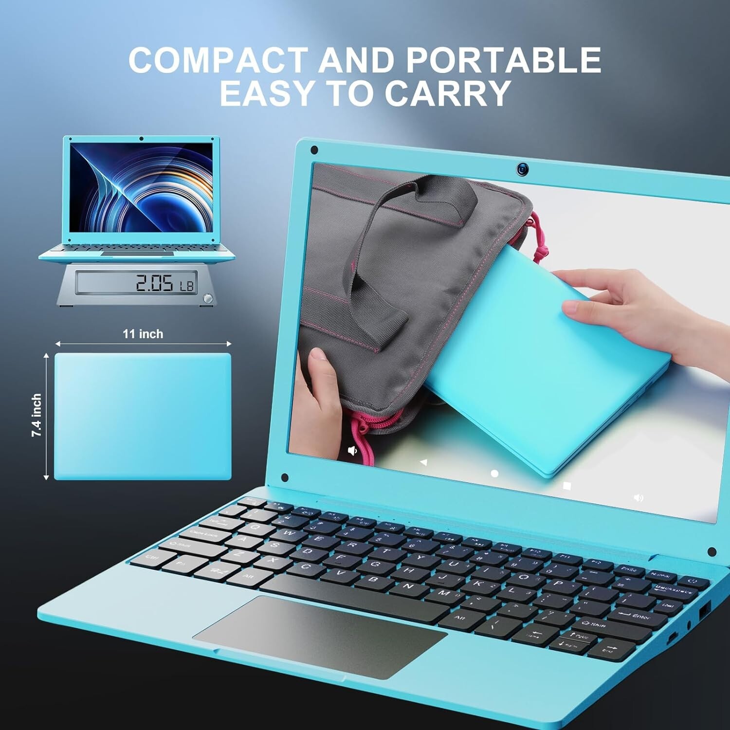 Portable 10.1” Laptop Computer Quad Core Android 12.0 Netbook 2G RAM+64GB ROM