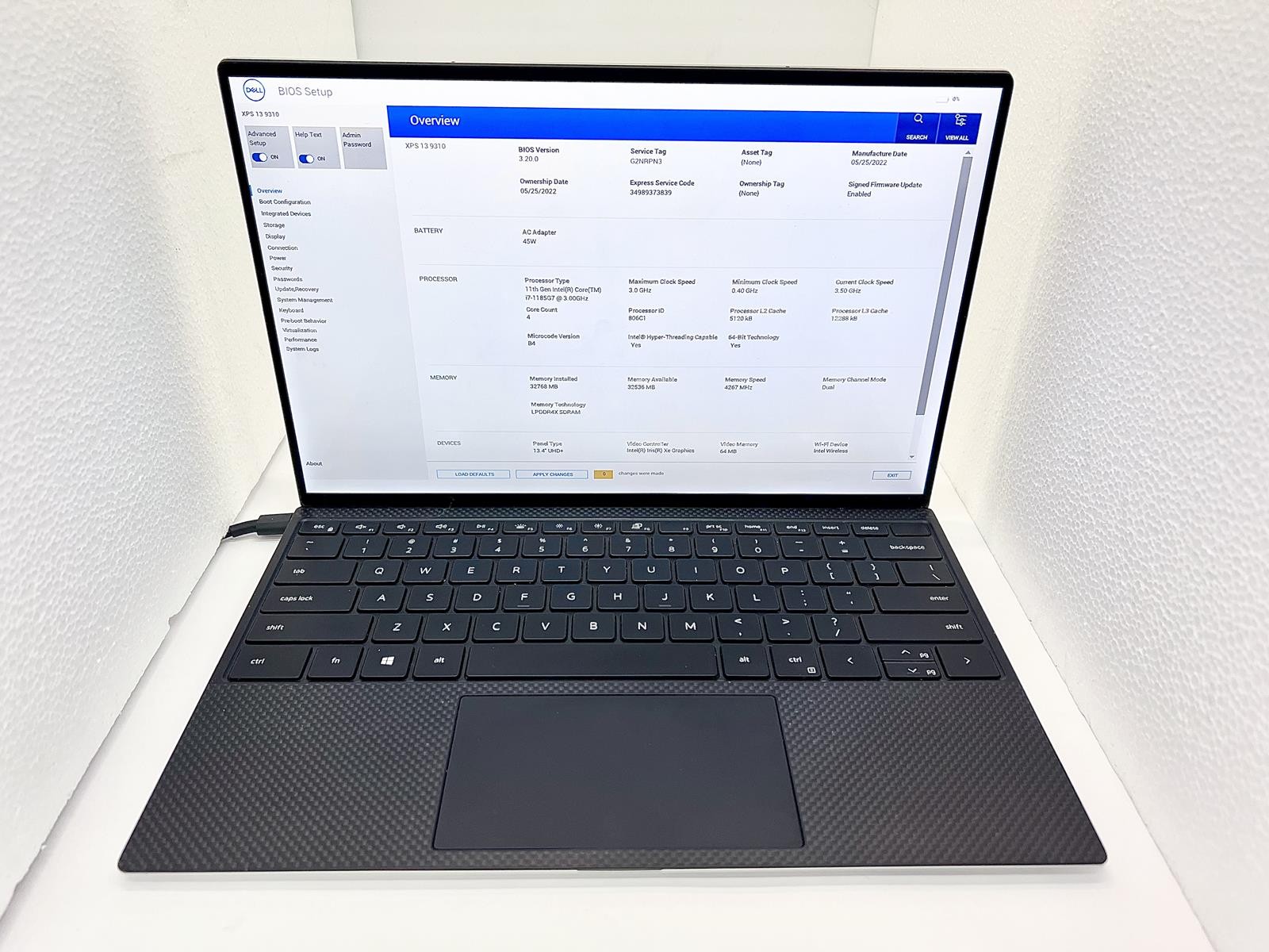 Dell XPS 13 9310, Intel Core i7-1185G7 @ 3.00GHz CPU, 32GB RAM, 512GB NVMe 4512