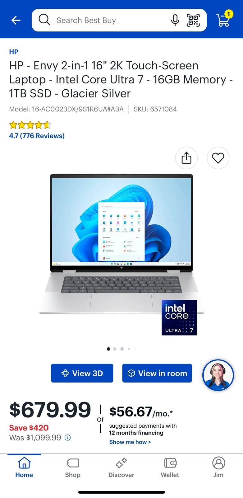 Dell Inspiron 16″ 7640 2-in-1 Core Ultra 7 155U 4.80GHz 16GB RAM 1TB SSD