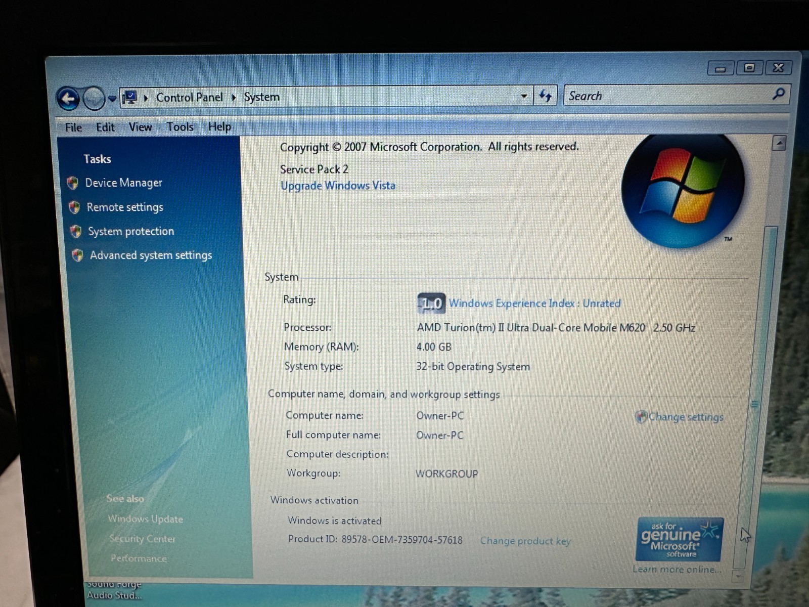 HP PAVILION DV7 Laptop AMD TURION II Ultra Dual-Core M620 2.5 GHz-4GB RAM-USED