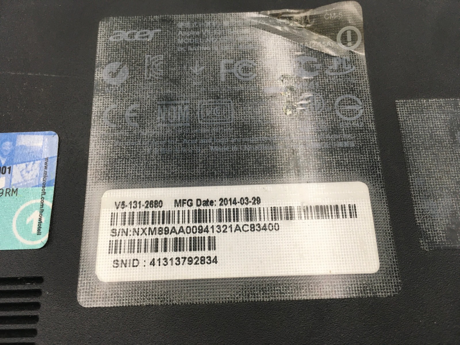 ACER ASPIRE V5 131 – FOR PARTS/NO BOOT – INTEL CELERON 1007U – NO RAM – READ -BB