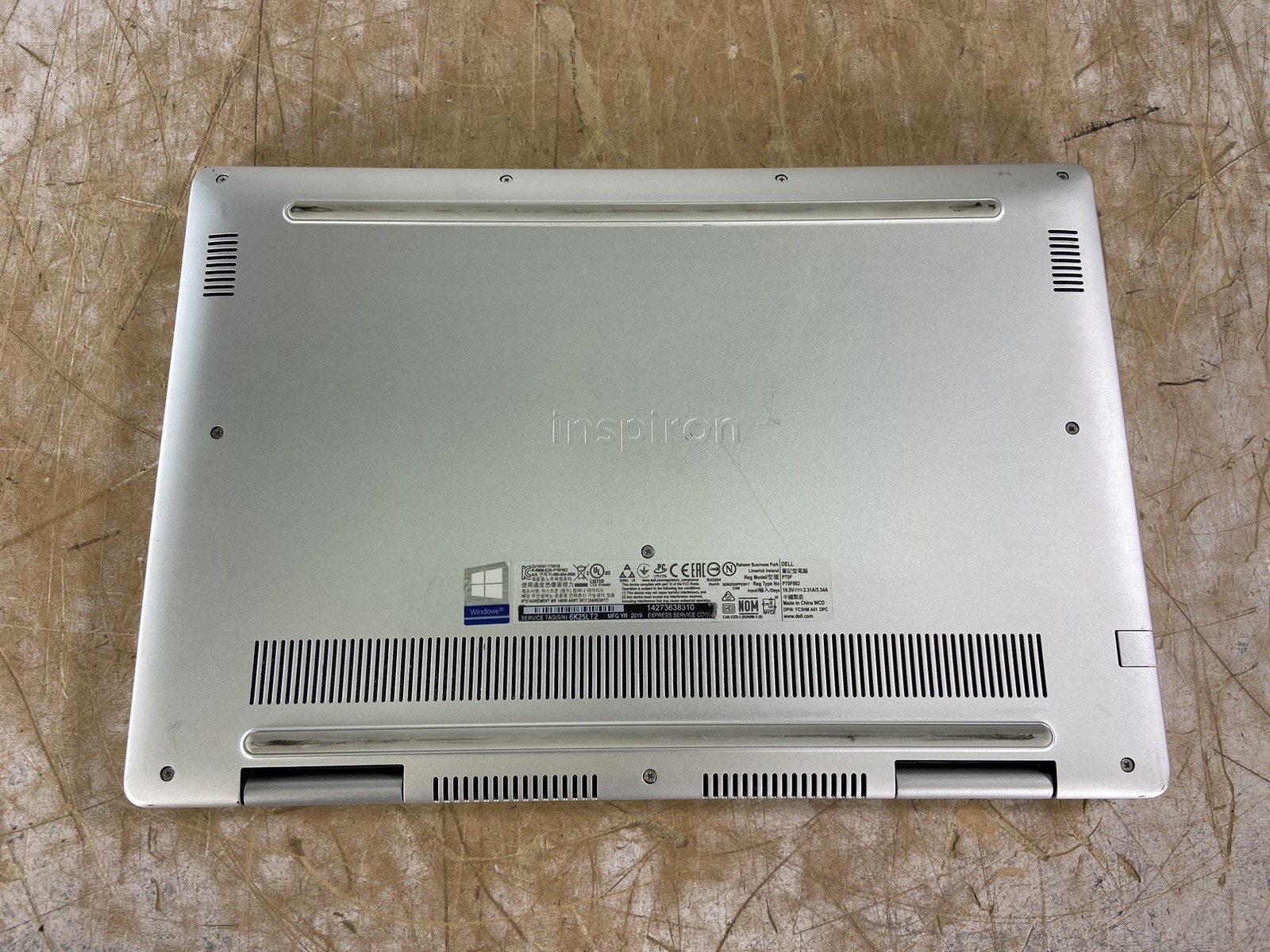 DELL INSPIRON 7580 i7-8565U @ 1.80GHz, 4GB RAM, NO HDD/OS – (FOR PARTS)