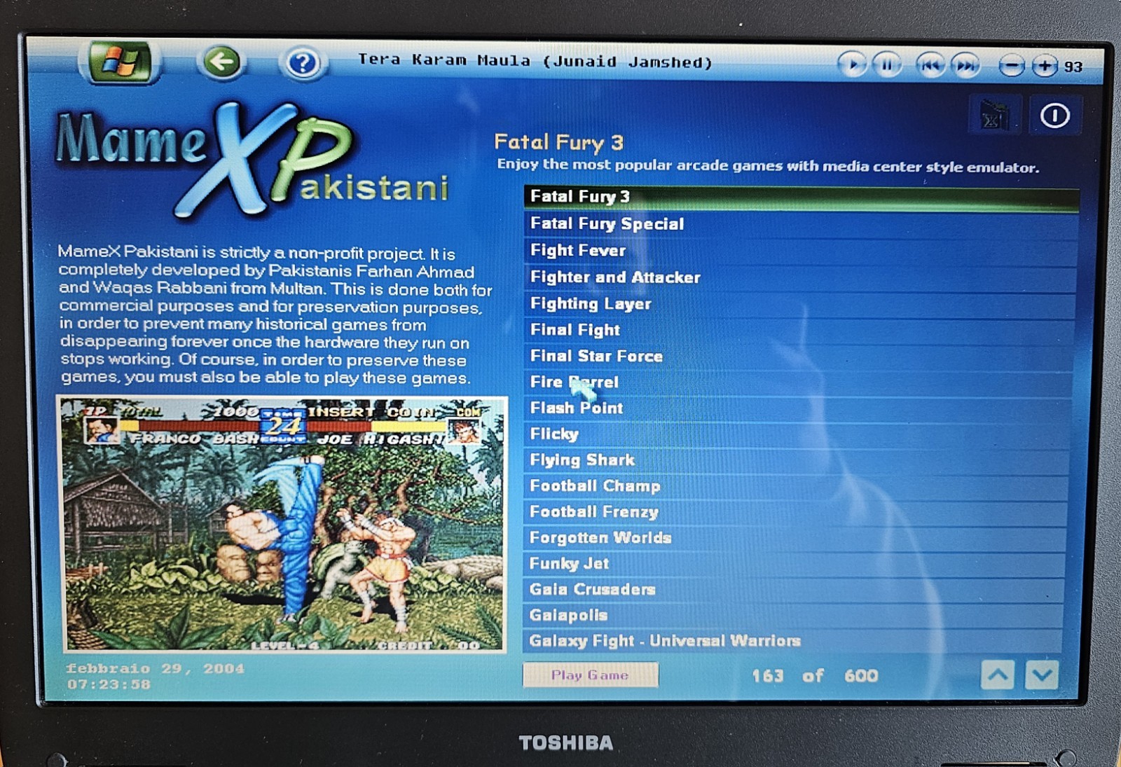 Toshiba M40X-186 Windows XP 15.4″ Retrogaming N64 PS1 SNES SEGA Notebook PC