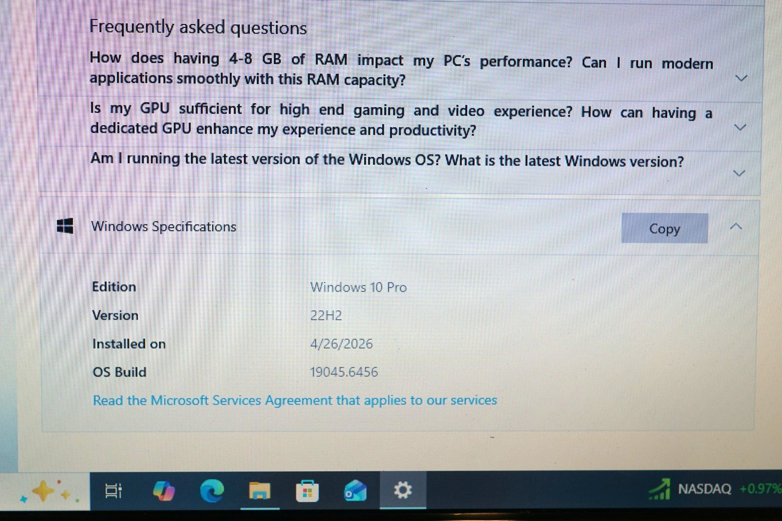 Active 22H2 WIN10 PRO Toshiba A505-S6980 T6600@2.20GHz,4GB RAM,500GB HDD