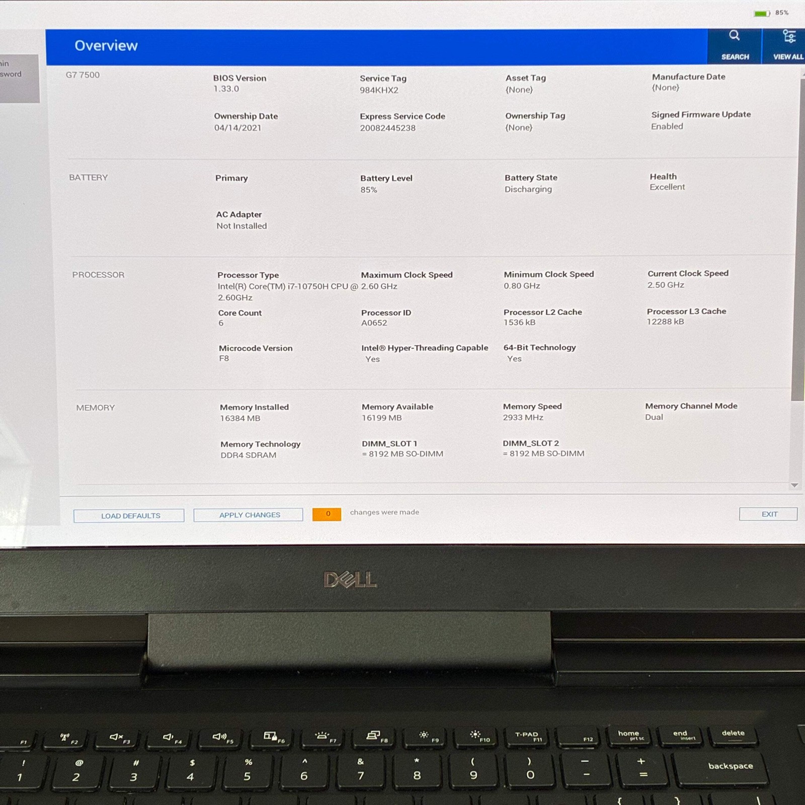 Dell G7 7500 15.6 inch i7 10750H 16GB 1TB Black