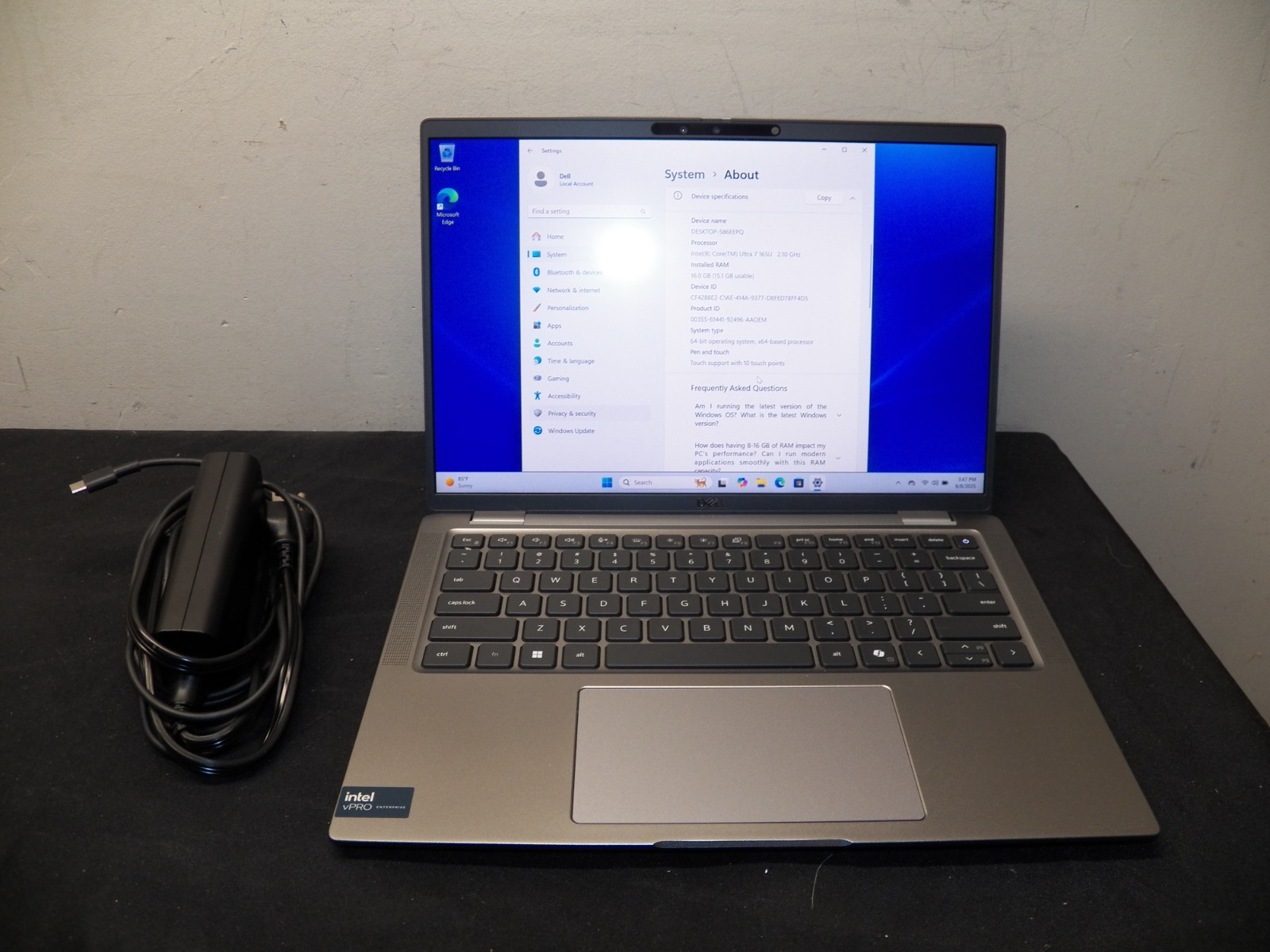 Dell Latitude 7450 14 Inch Windows 11 Pro Touch – Ultra 7/16GB/Backlit KB/TB4 J