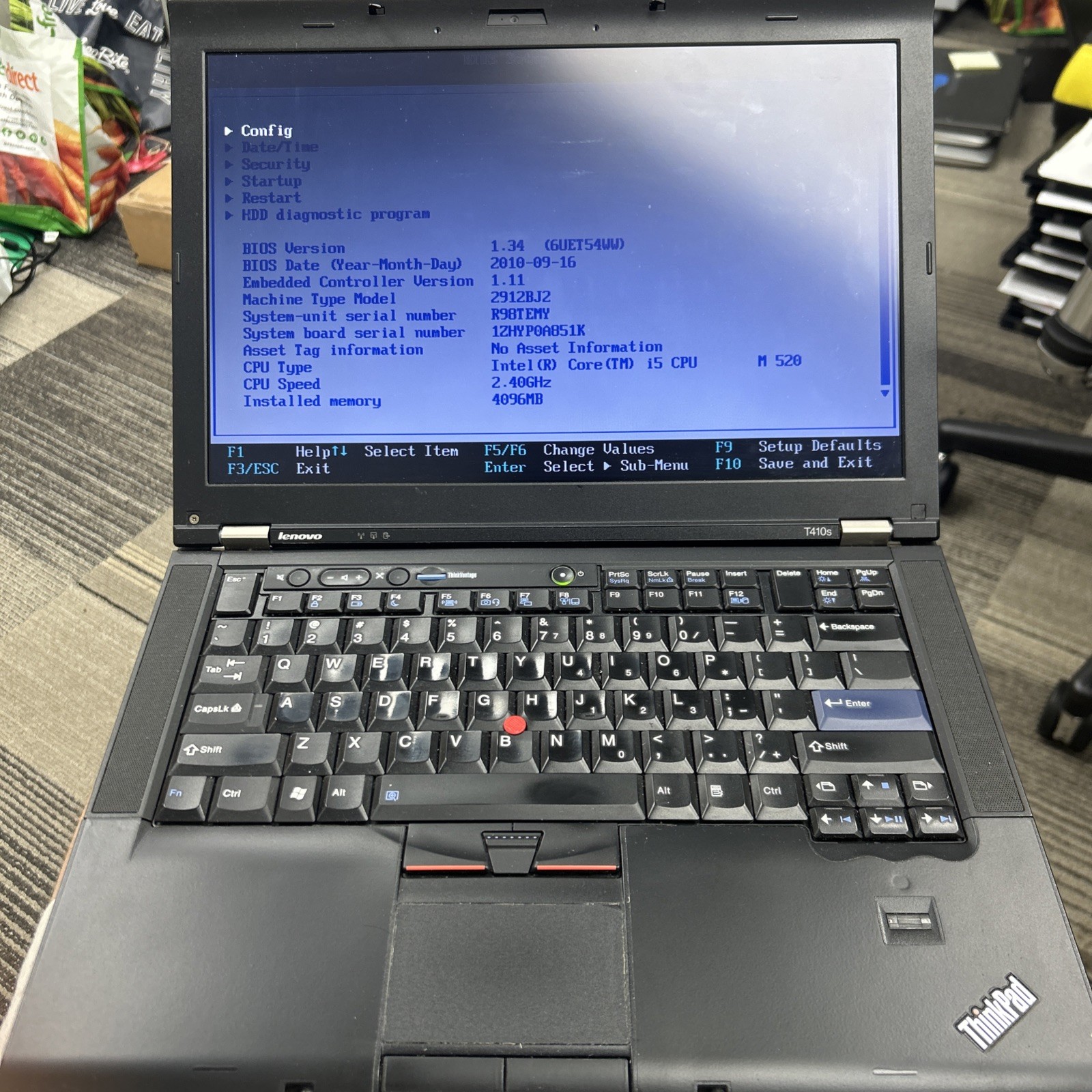 Lenovo Thinkpad T410s missing back panel & internal storage drive(Boots to BIOS)