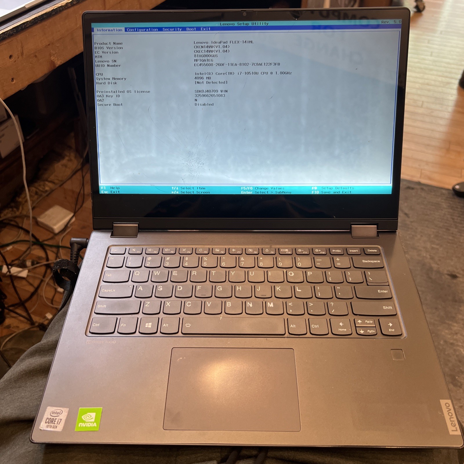 LENOVO IDEAPAD FLEX-14IML 14” I7-10510U 4GB RAM Parts Or Repair