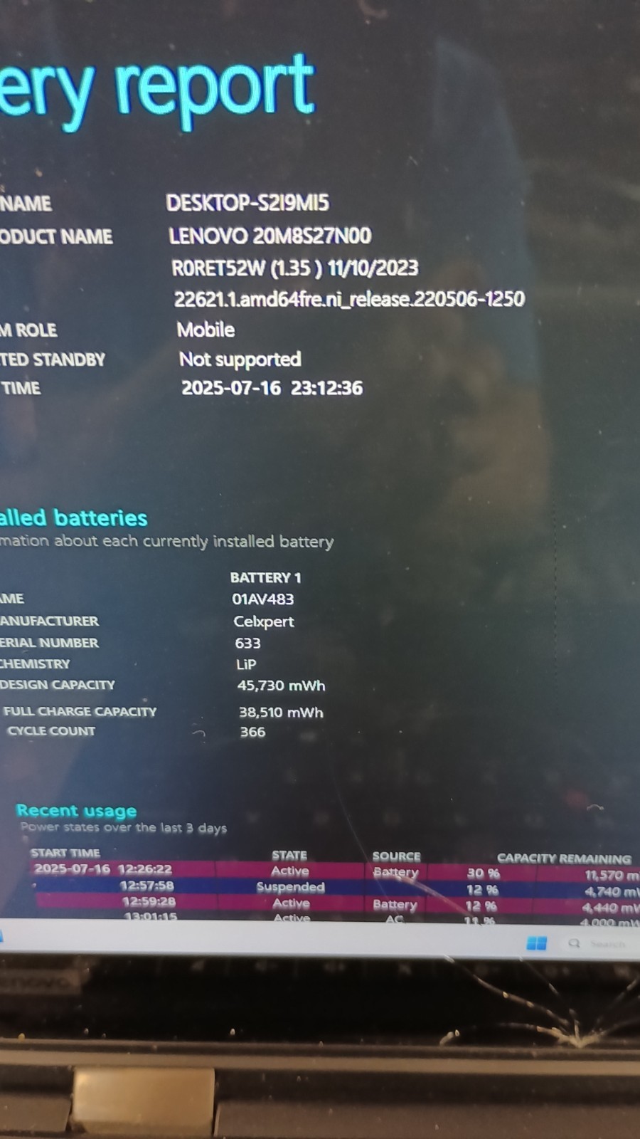 7166 L380 Yoga 2in1 w/charger.i3 8130U.8GB.128GB M.2.13.3″FHD.W11 Pro.Read!!!