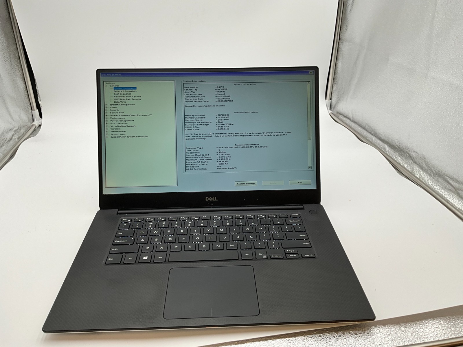 DELL XPS 15 9570 i7-8750H 32GB 1tb NVME GTX 1050TI LAPTOP 9K3JSQ2 *fair