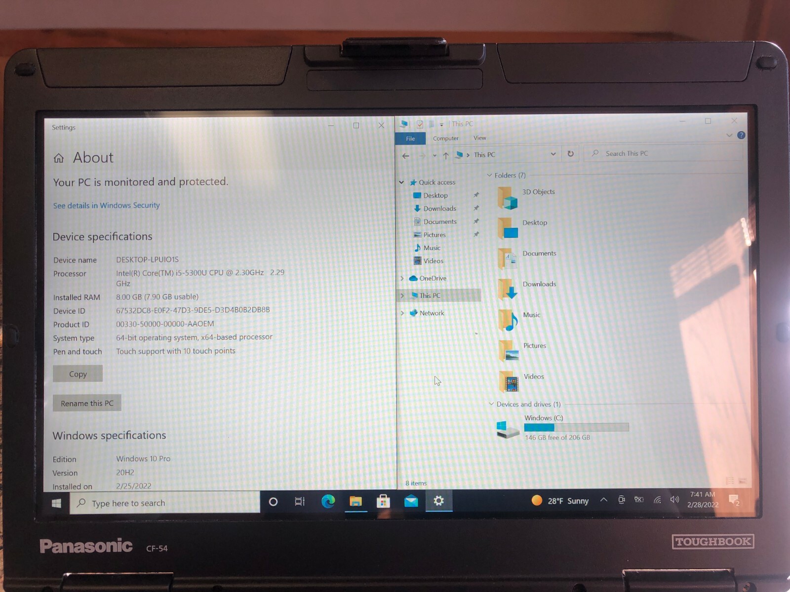 Panasonic ToughBook CF-54 i5 5300U Touchscreen 16GB RAM 256GB SSD S&D Special!!