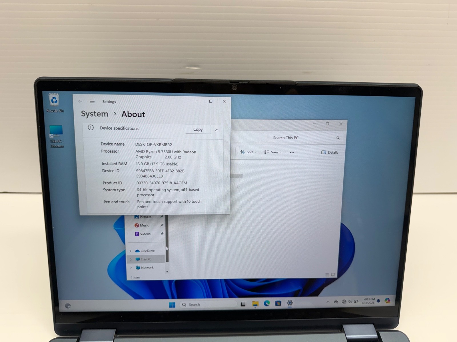 Lenovo Yoga 6 13ABR8, AMD Ryzen 5 7530U, 16GB RAM, 256GB SSD, Win 11 Pro Read*