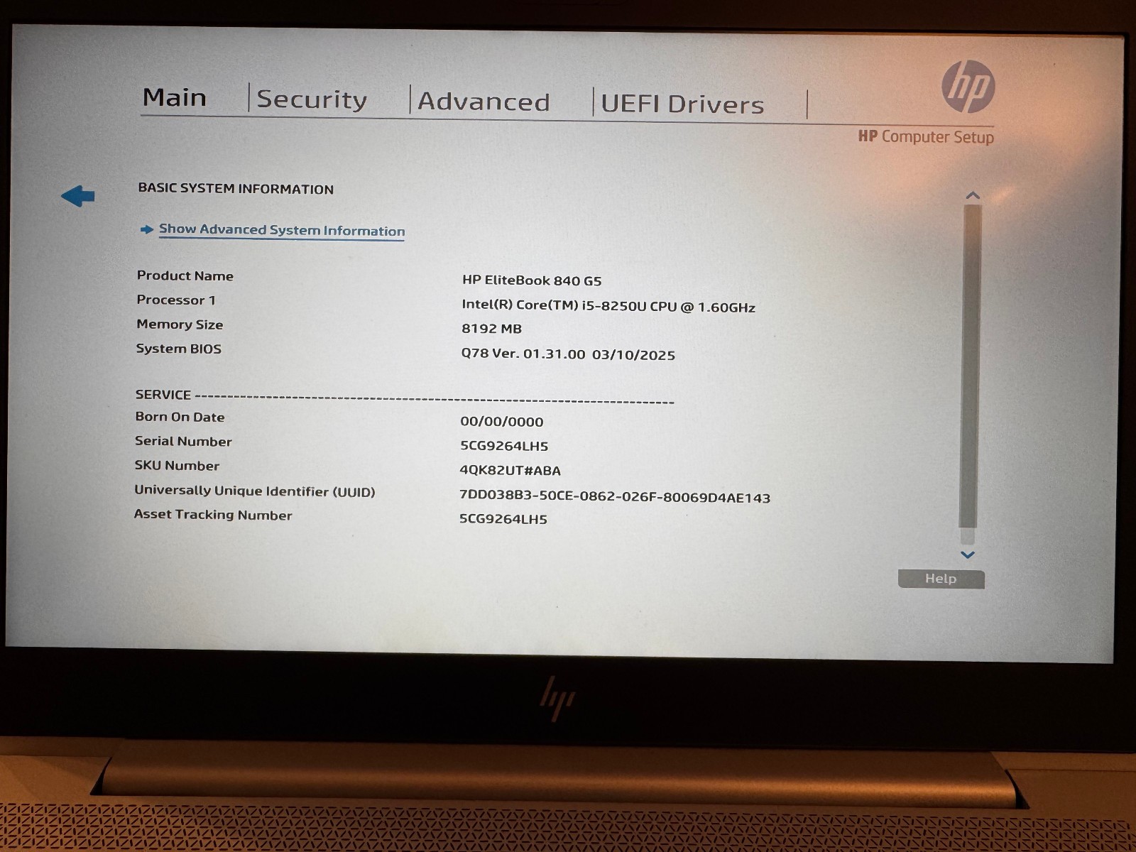 HP ELITEBOOK 840 G5 LAPTOP 14″ 4QK82UT 250GBSSD/8GBRAM i5-8250U WIN11PRO READ