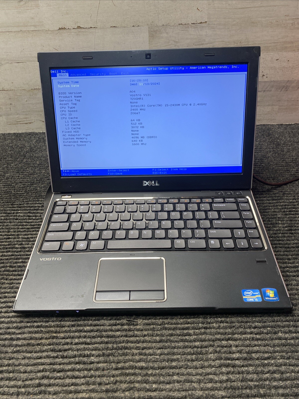 *PARTS* Dell Vostro V131 i5-2430M@2.40GHz 4GB RAM No HDD/OS Laptop