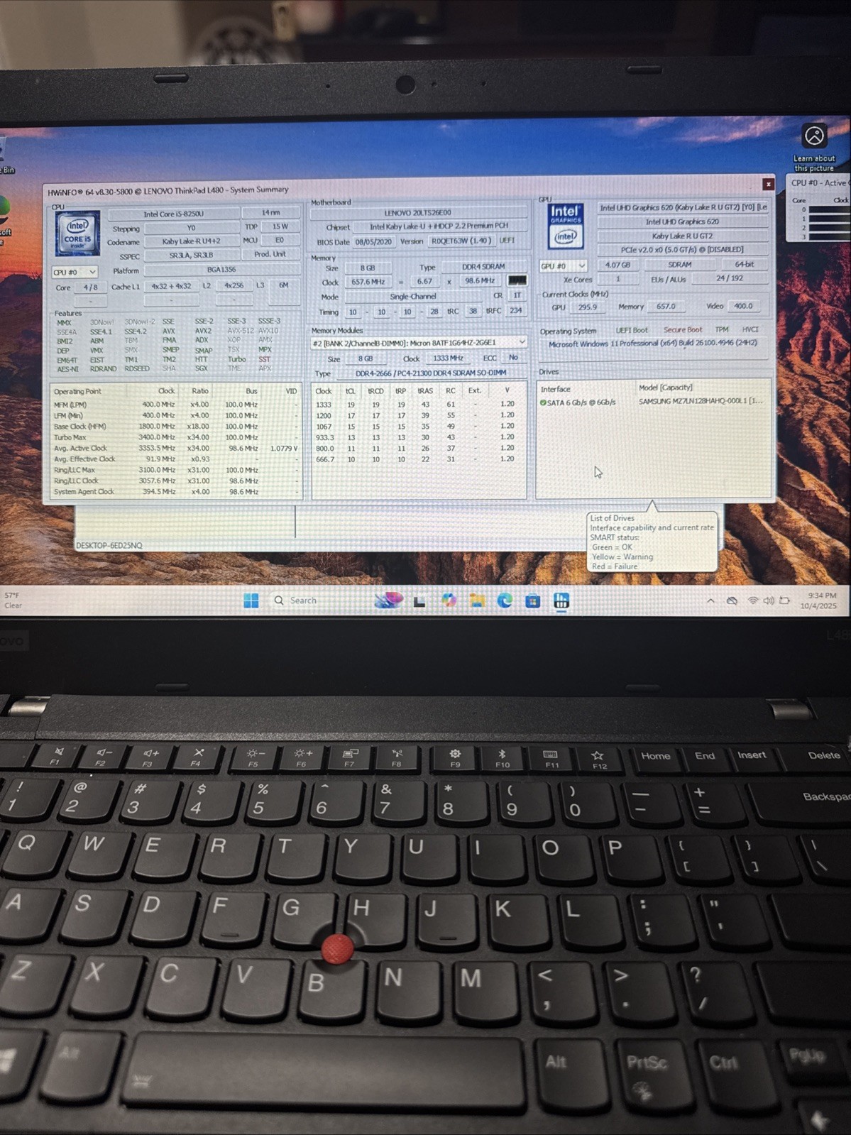 Lenovo ThinkPad L480 14″ Laptop | i5 8th Gen | 8GB RAM | 128GB SSD | Win 11 PRO