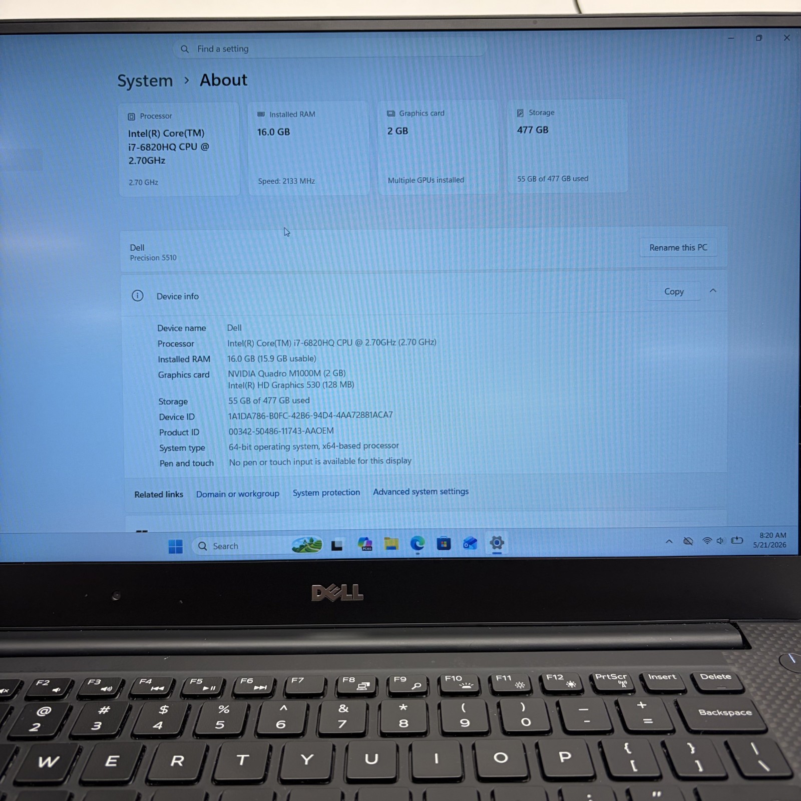 Dell Precision 5510 w/o Power Supply