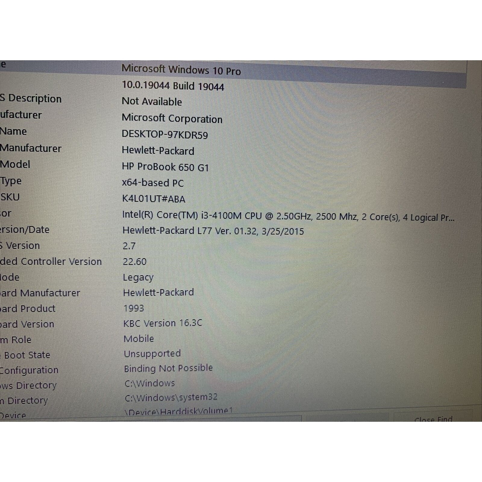 HP ProBook Laptop 650 G1 15.6″ HD i3-4100M 2.5GHz 8GB 500GBHD Wifi Win 10 Pro