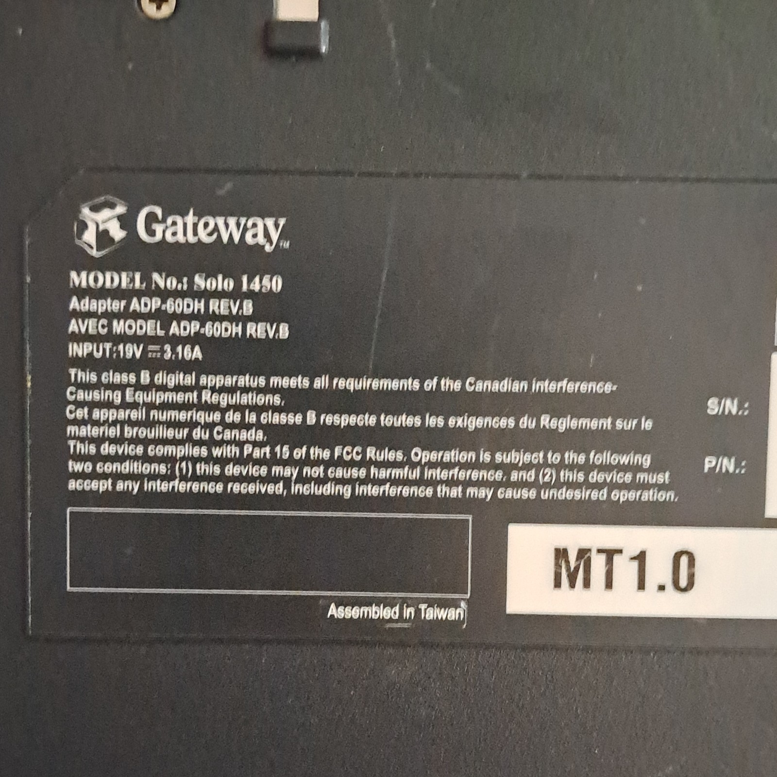 4 laptops Gateway PSWS6 Solo 1450 Intel Core i5 Windows 7 XP for parts only
