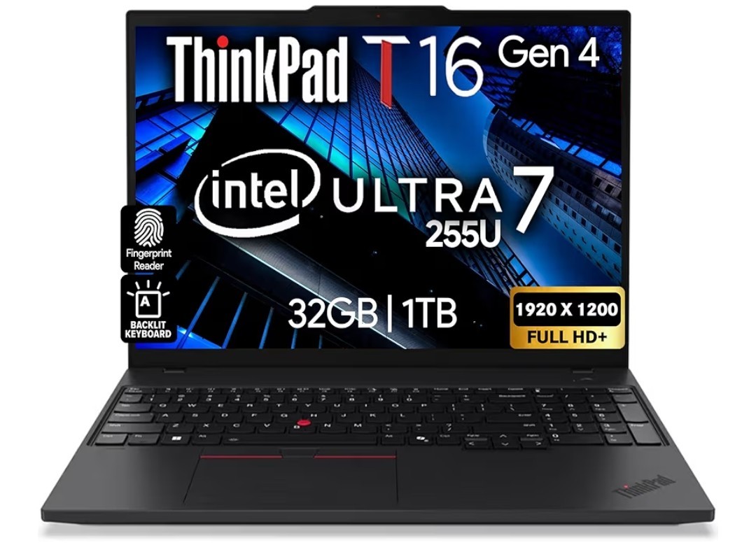 Thinkpad T16 Gen 4 AI Business Laptop 16” FHD+, Intel Ultra 7 255U 32GB/1TB SSD
