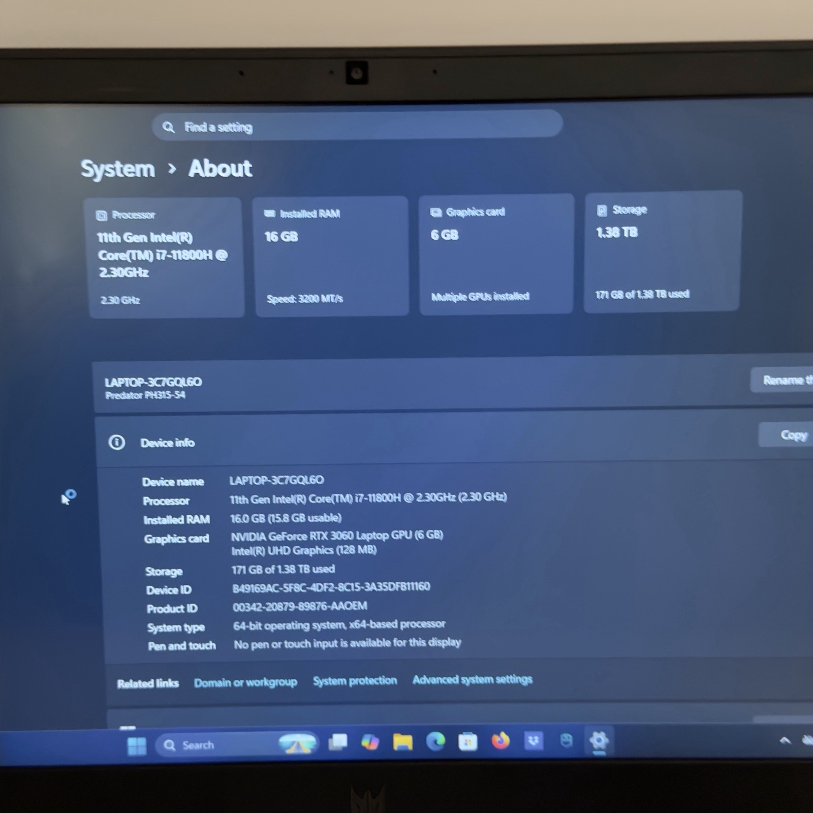 Acer Predator Helios 300 Gaming Laptop | RTX 3060 | Intel i7 11th | FHD 144Hz