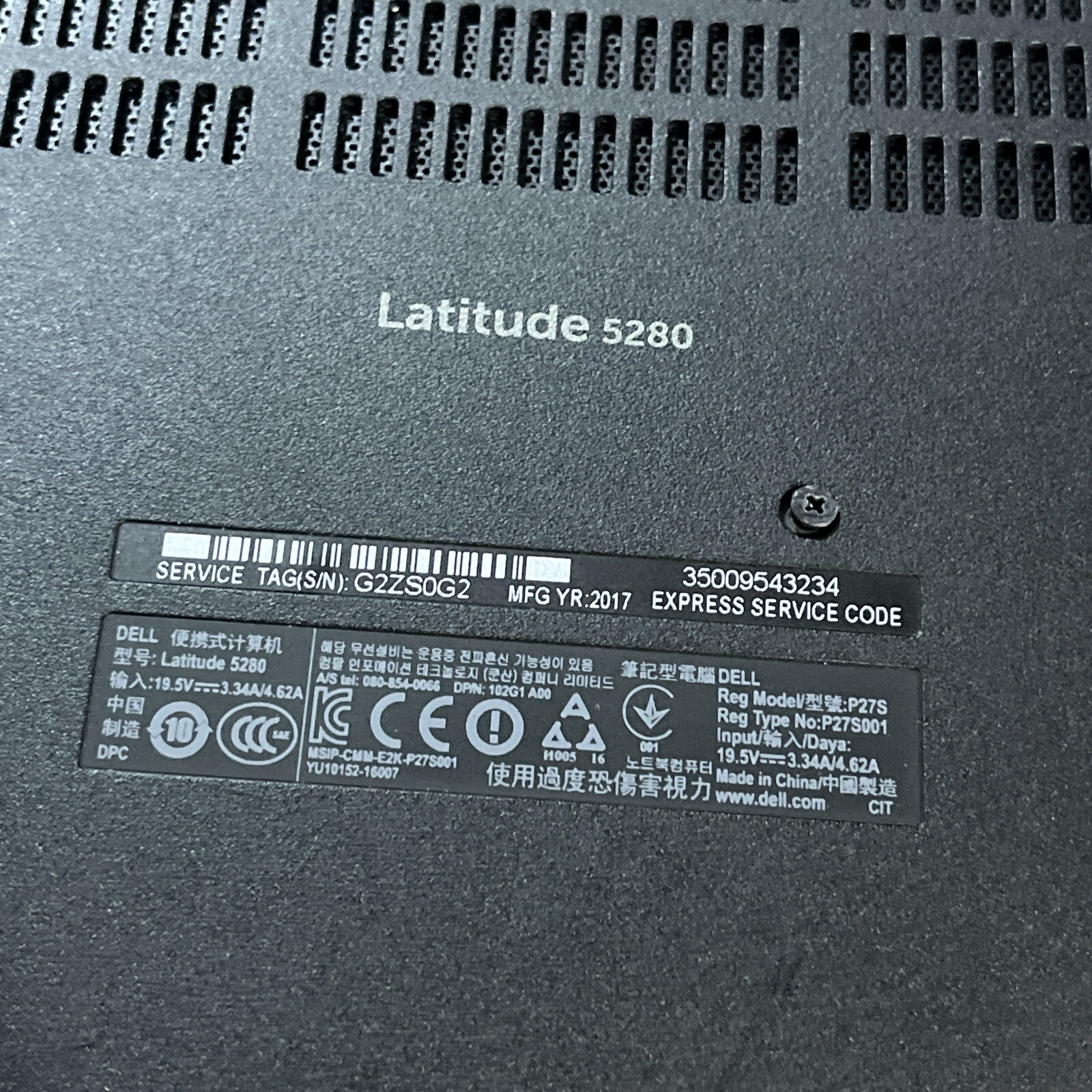DELL LATITUDE 5280 INTEL CORE I3-7100U 2.40GHZ 8GB RAM NO HD ;;