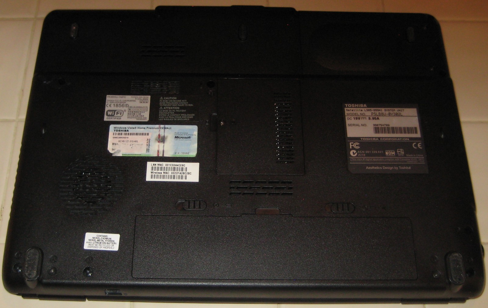 Toshiba Satellite L305-S5941 Laptop, Intel Core 2 Duo, 3GB RAM, 200GB HDD, Win 7