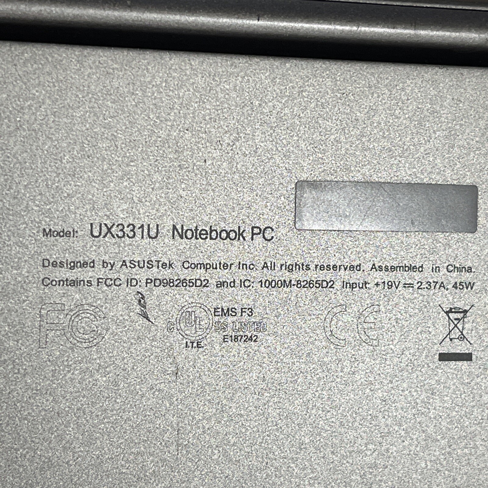 ASUS UX331U NOTEBOOK PC INTEL CORE I5 8TH GEN 8GB RAM NO HD .