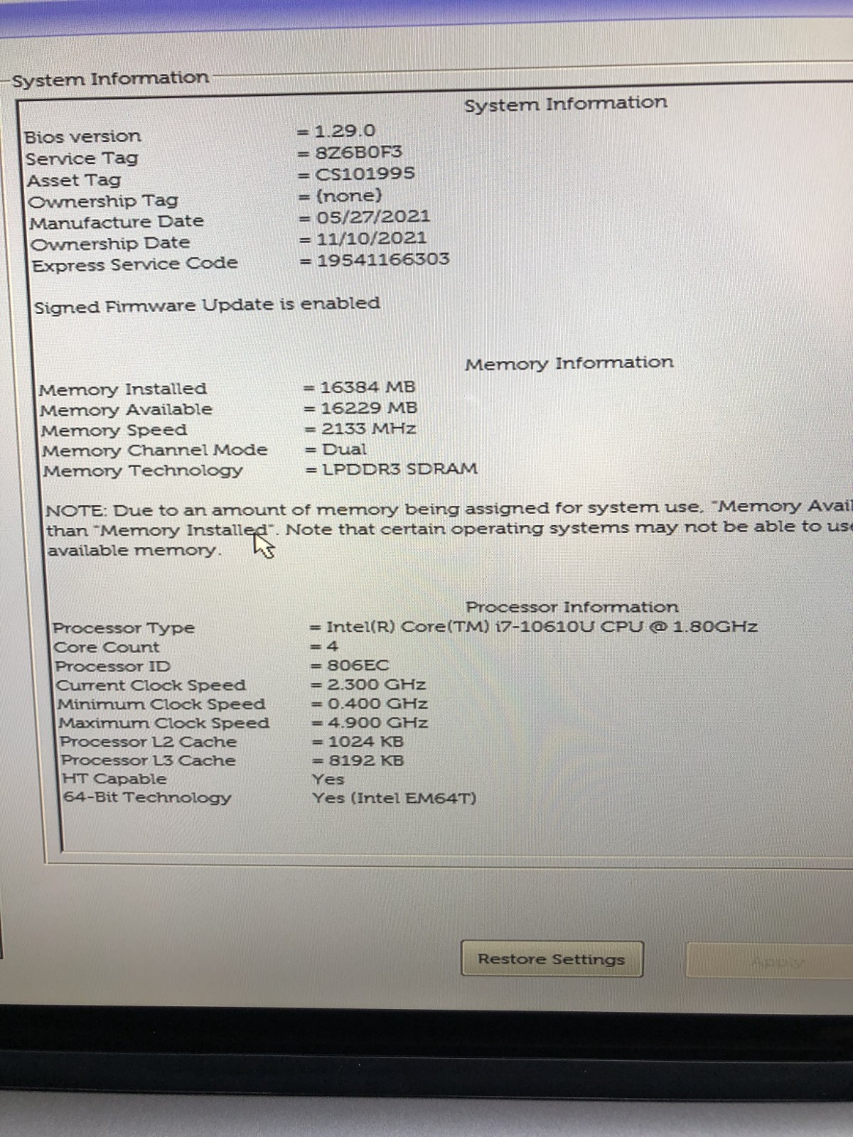 Dell Latitude 9410 2-in-1 i7-10610U 16GB RAM 512GB SSD Touch – Good Condition