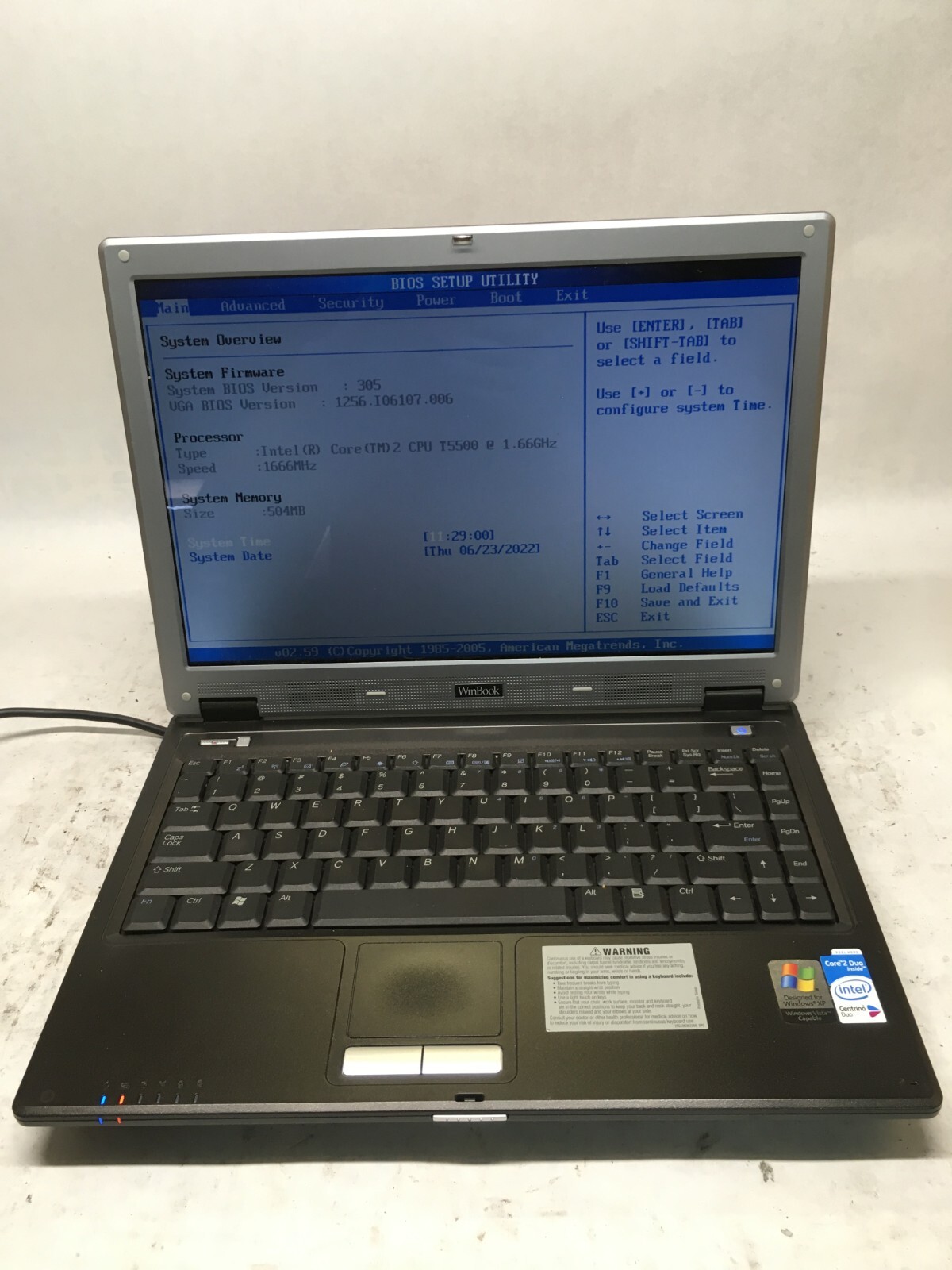 WinBook TL30/Z35Fm 14″ [FOR PARTS] Intel Core 2 T5500 @ 1.66 GHz – JZ