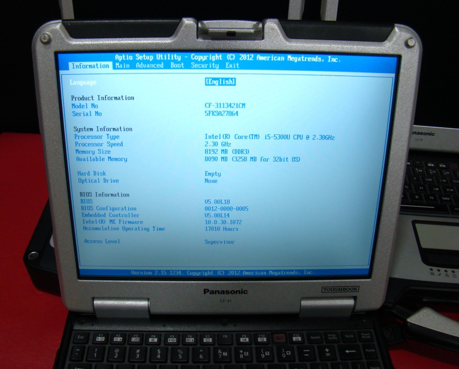 Panasonic Toughbook CF-31 MK5 i5-5300U 2.3GHz 8GB RAM NO HDD Caddy NO AC Adapte