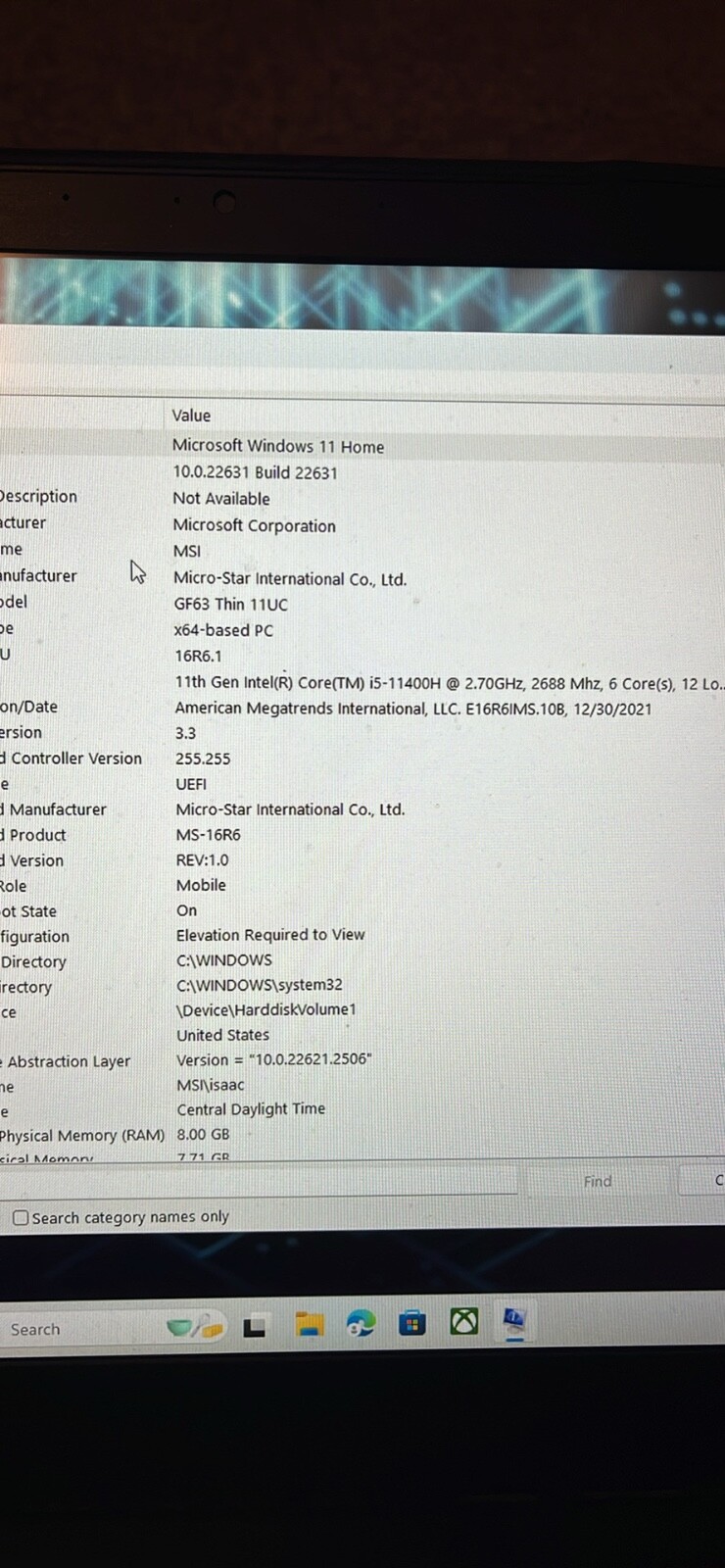 MSI 11UC-1276US GF63 Thin 15.6″ FHD i5-11400H 2.7GHz NVIDIA GeForce RTX 3050 4GB