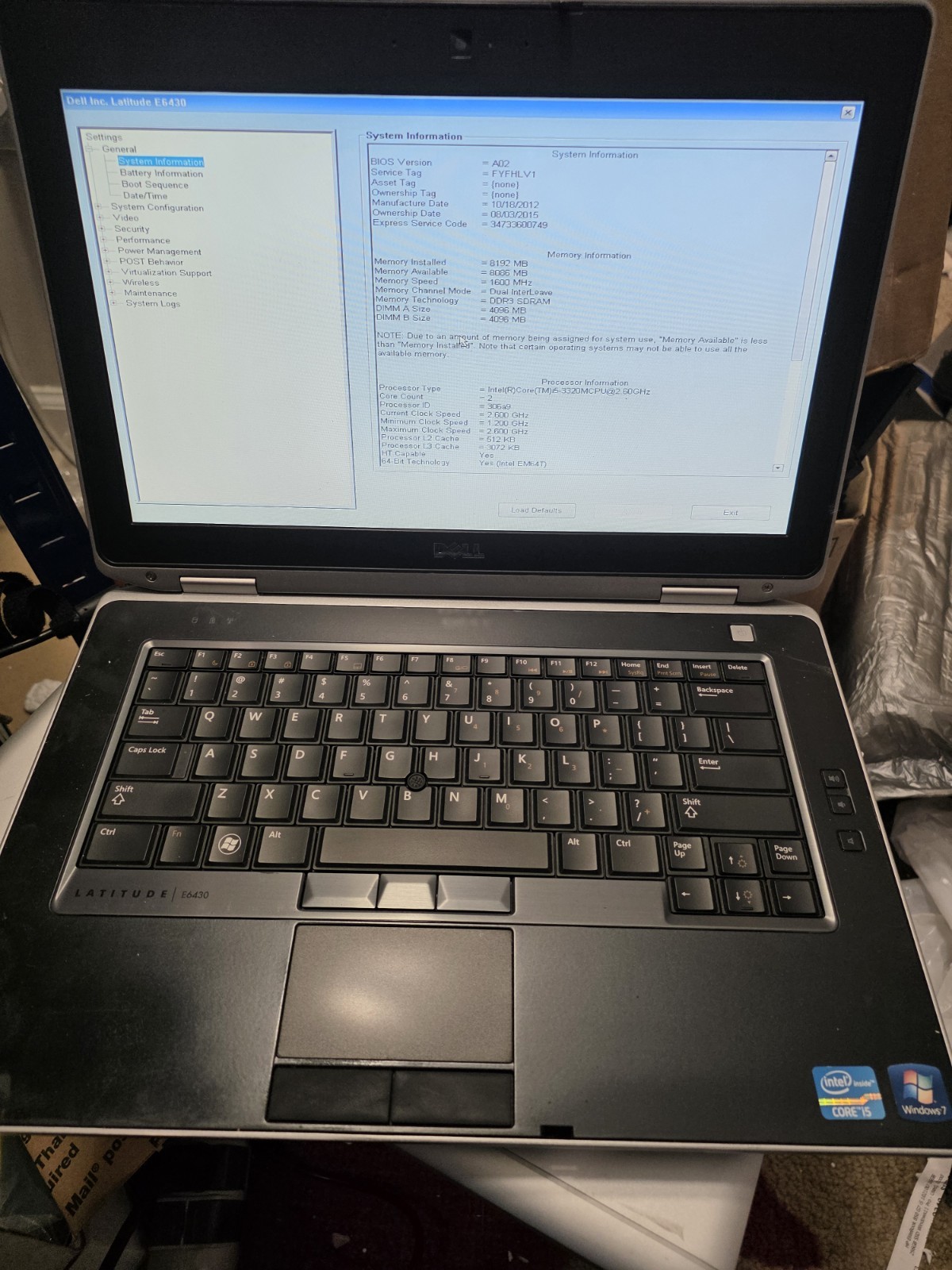 Dell Latitude E6430,Intel Core i5-3320@2.60ghz,8GB RAM 256GB SSD WIN 10