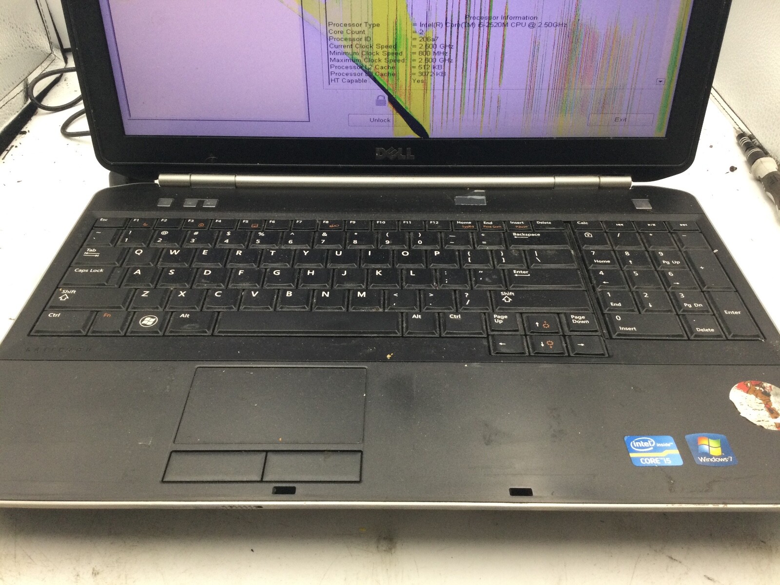 DELL LATITUDE E5520 – BOOTS TO BIOS – INTEL I5 2520 – NO RAM – BAD LCD – READ-BB