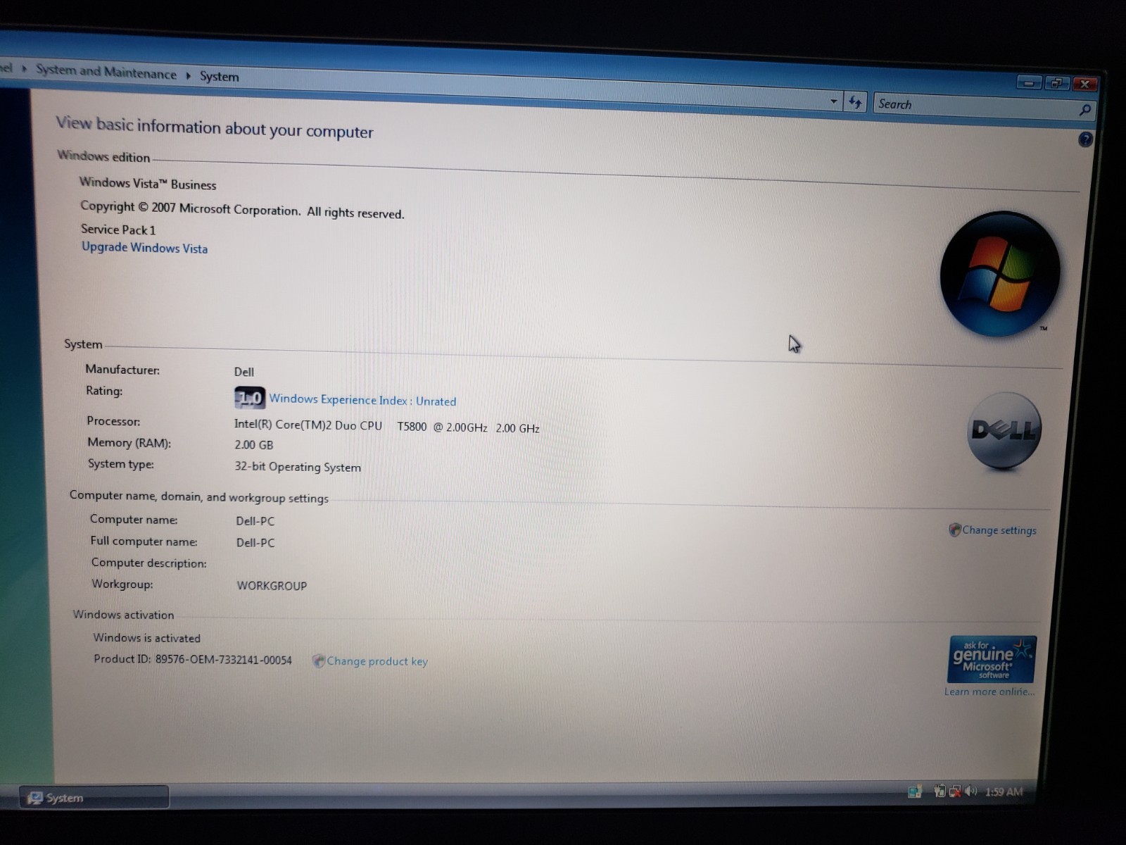 Dell Inspiron 1525 Yellow 15.4″ Gaming Laptop Core2 DUO 2.00GHz 2GB 250GB Vista