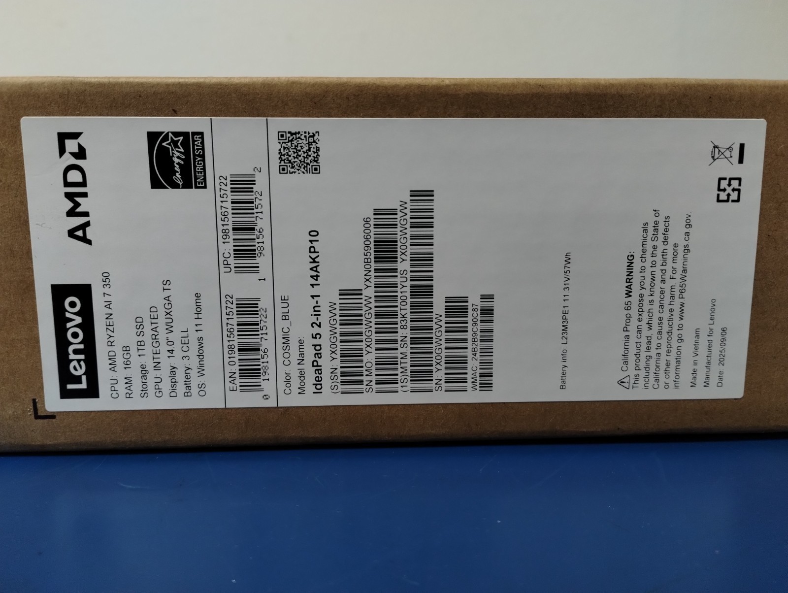 LENOVO IdeaPad 5 2-in-1 14AKP10 AMD Ryzen AI 7 350, 2.00 GHz 16 GB RAM 1 TB NVMe