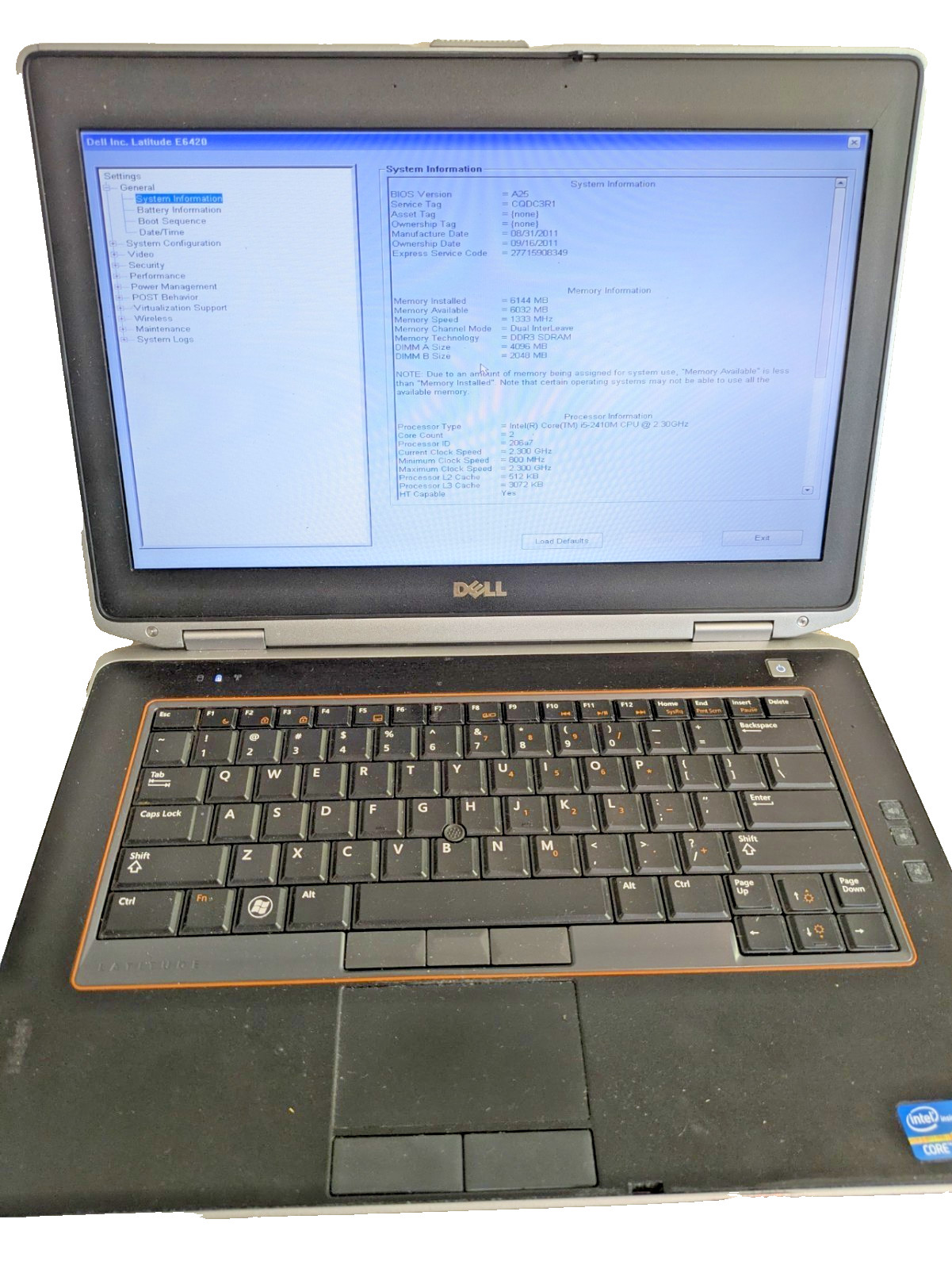 Dell Latitude E6420 Intel Core i5-2430M 2GB No HDD No Batt