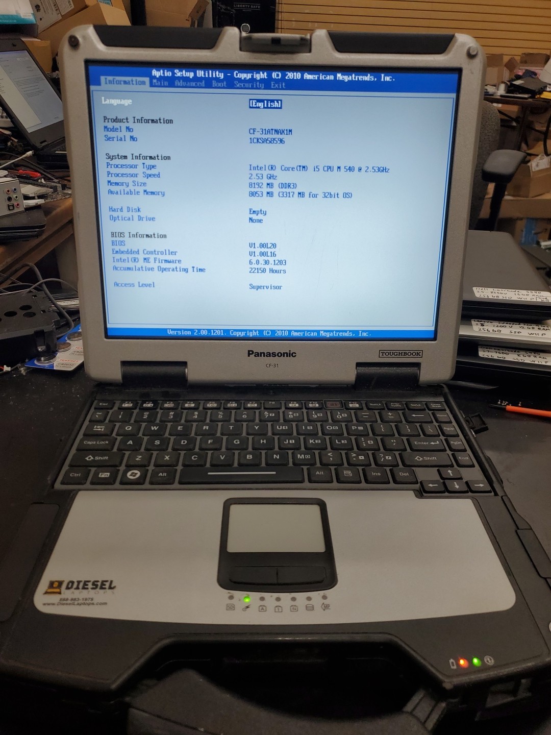 Panasonic Toughbook CF-31 MK-1 i5 540M @ 2.40GHz 8GB 22150HRS Diesel