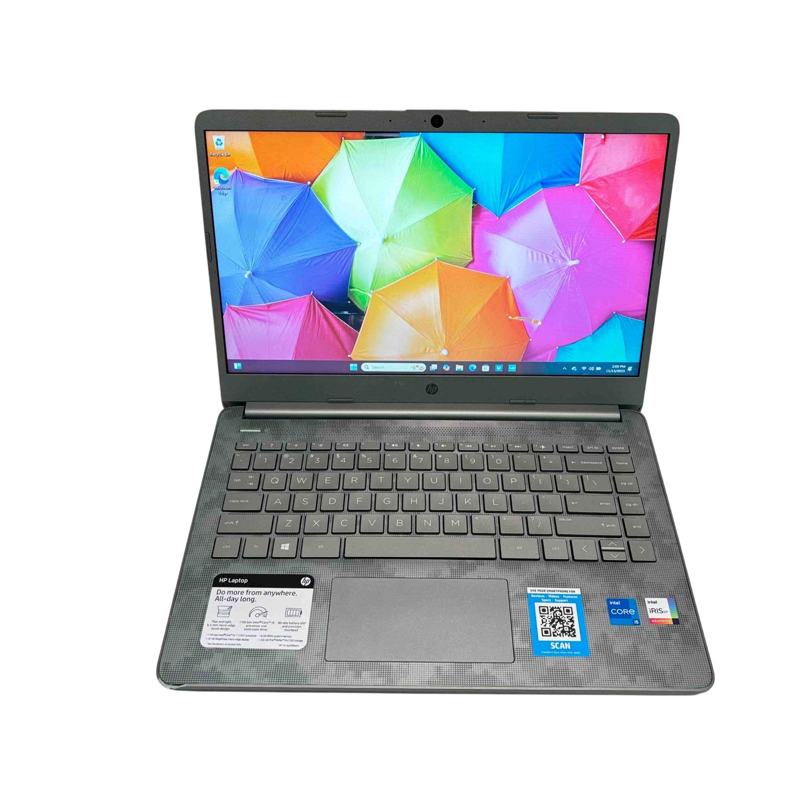 HP 14-DQ2088WM Win 11 Core i5-1135G7 2.4GHz 8GB RAM 256GB SSD 14″
