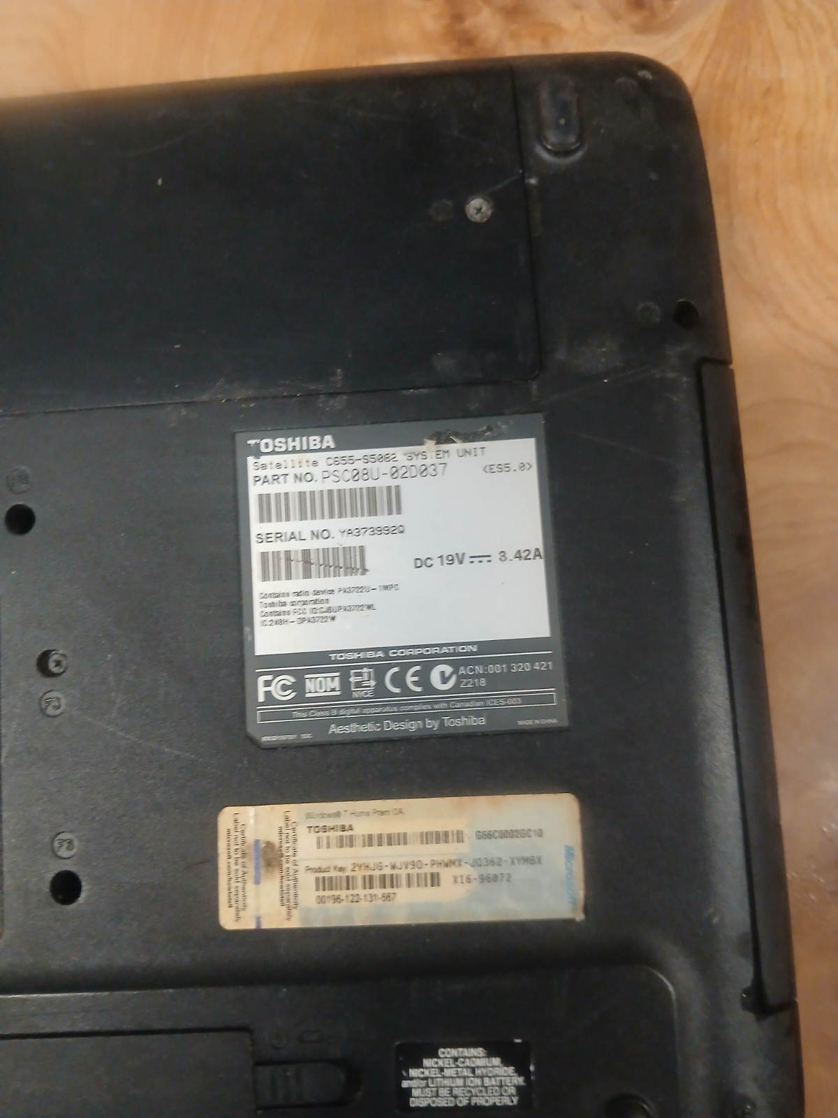 Toshiba Satellite C655 Laptop For Parts Only