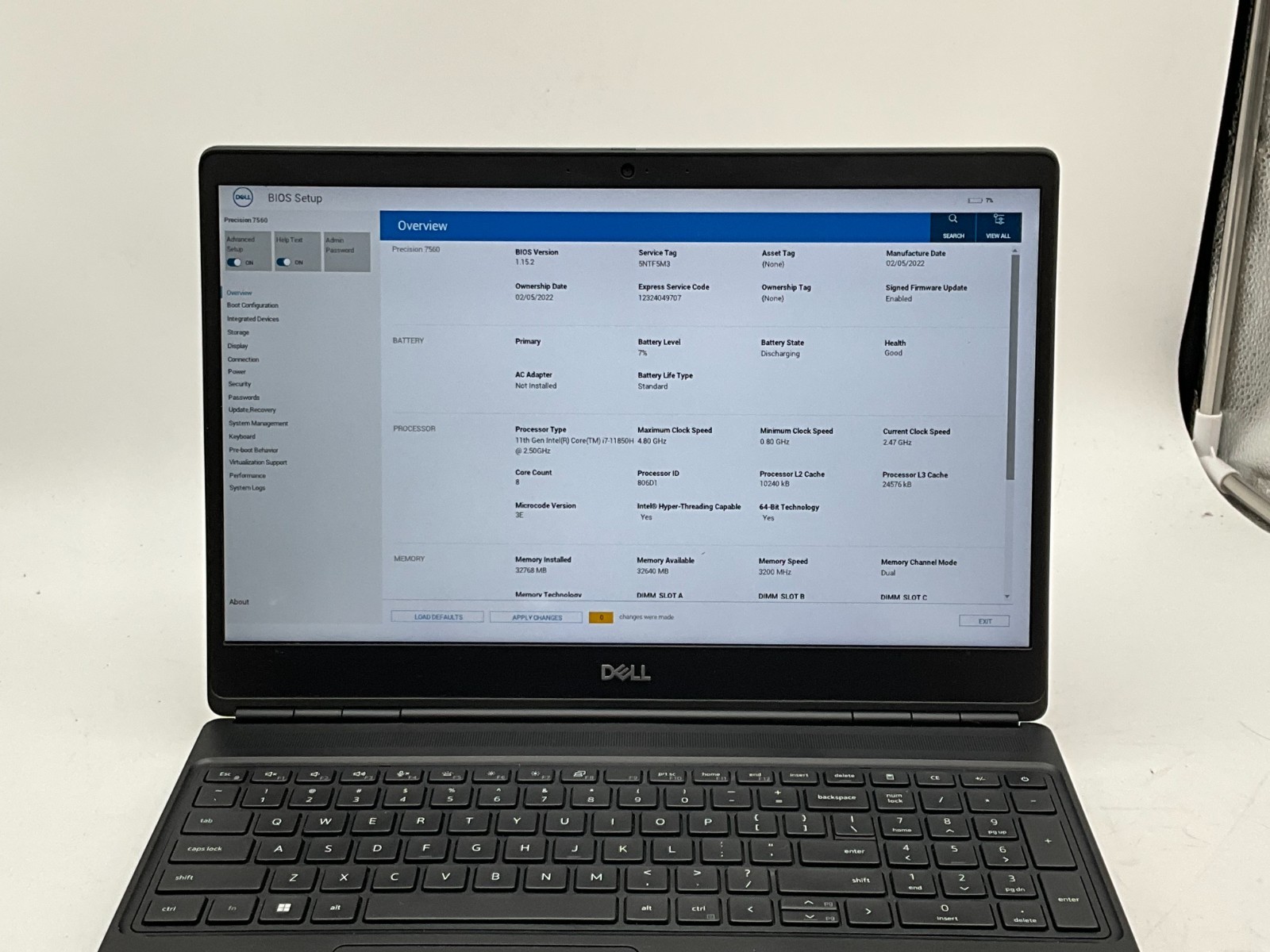 DELL Precision 7560 i7-11850H 2.50 32GB 1tb T1200 15.6″ WIN11 Laptop 5NTF5M3