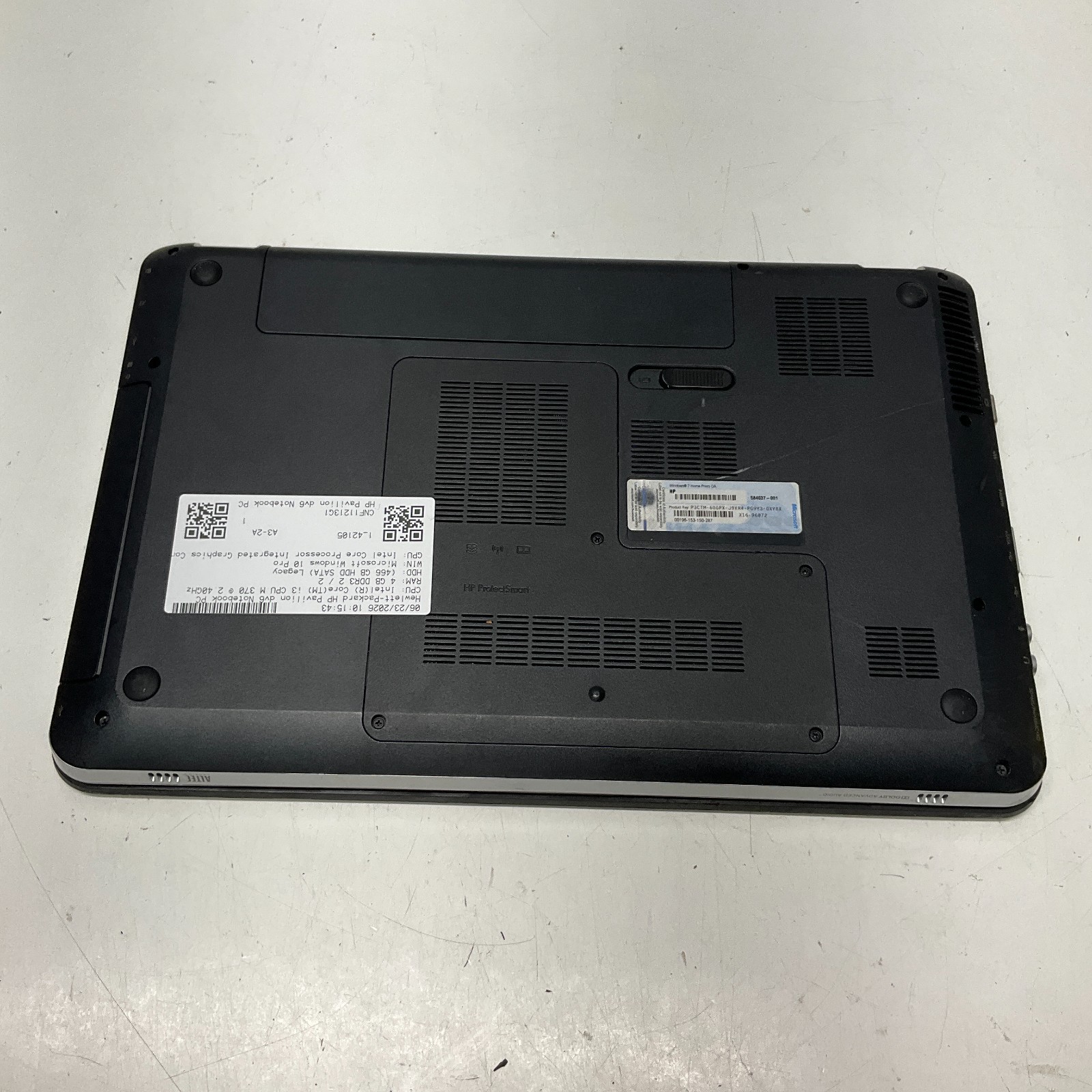 HP PAVILION DV6 Laptop Intel Core i3-M370 @ 2.40 GHz 4GB 500GB HDD Win 10 Pro