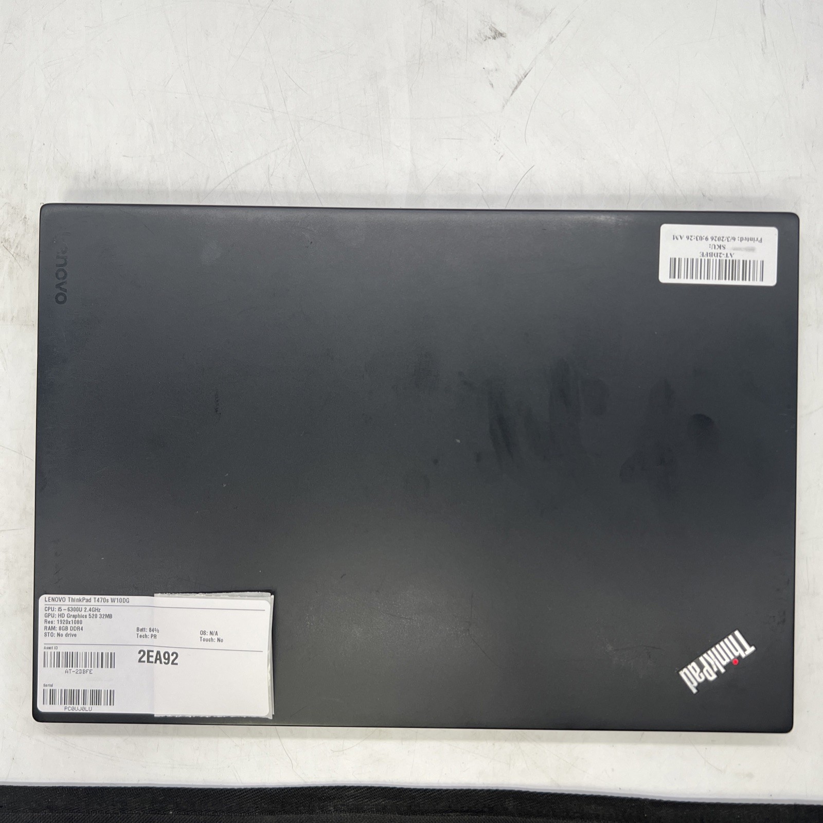 Lenovo Thinkpad T470s I5 6300U 2.4GHz 4GB RAM No Drive No OS Bad Battery