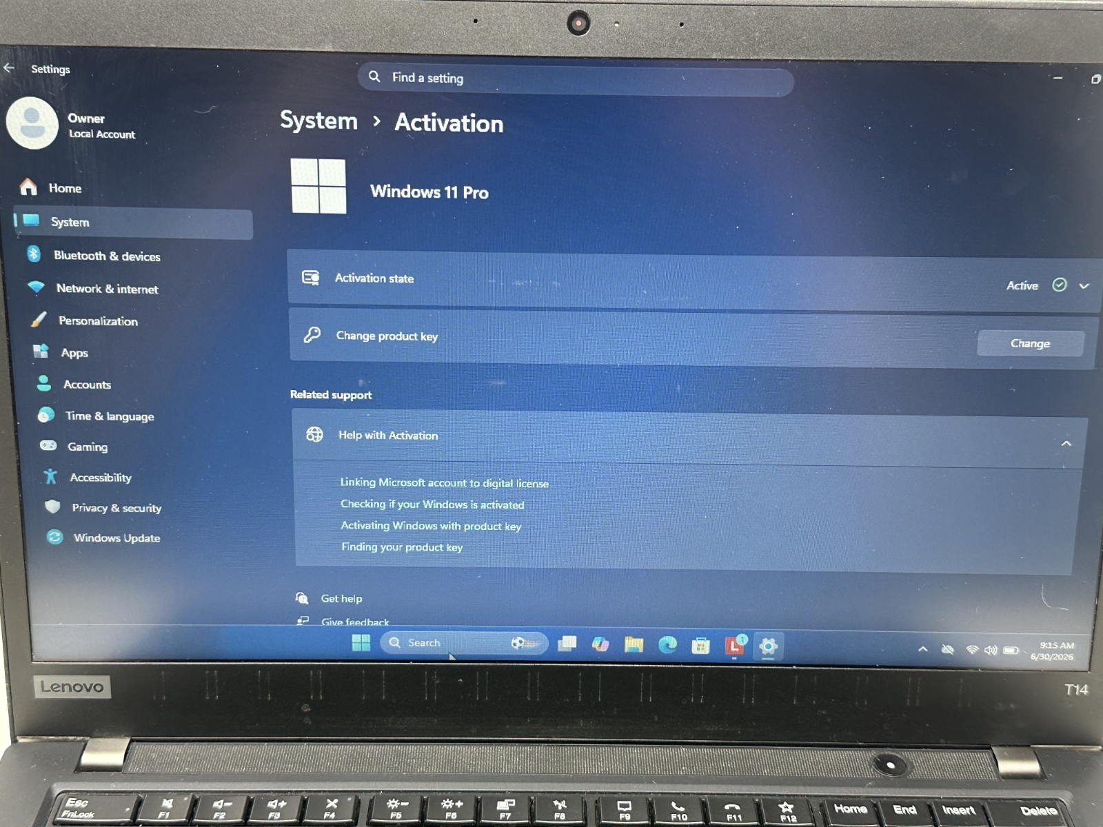 Lenovo ThinkPad T14 Intel I5-10210U @ 1.7GHz 256GB SSD 8GB RAM WIN 11 PRO