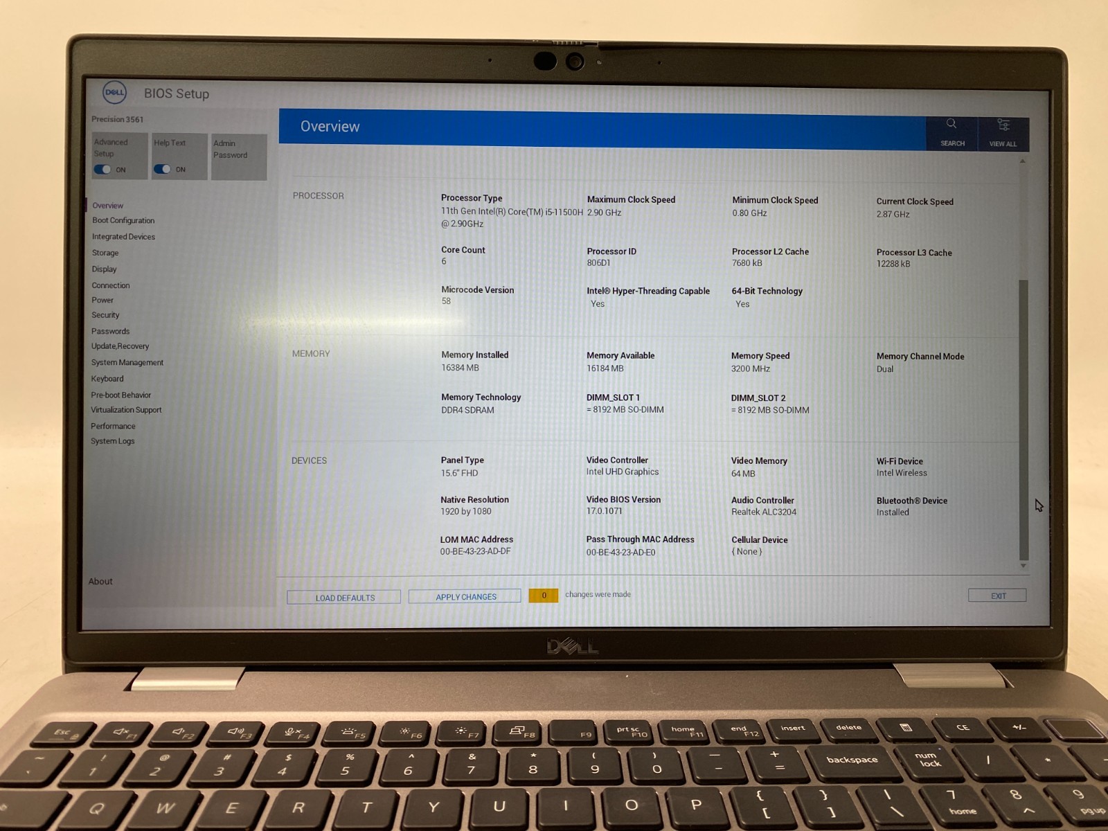 Dell Precision 3561 i5-11th 16GB DDR4 256GB SSD Win11H 70%+ Broken Plastic PARTS
