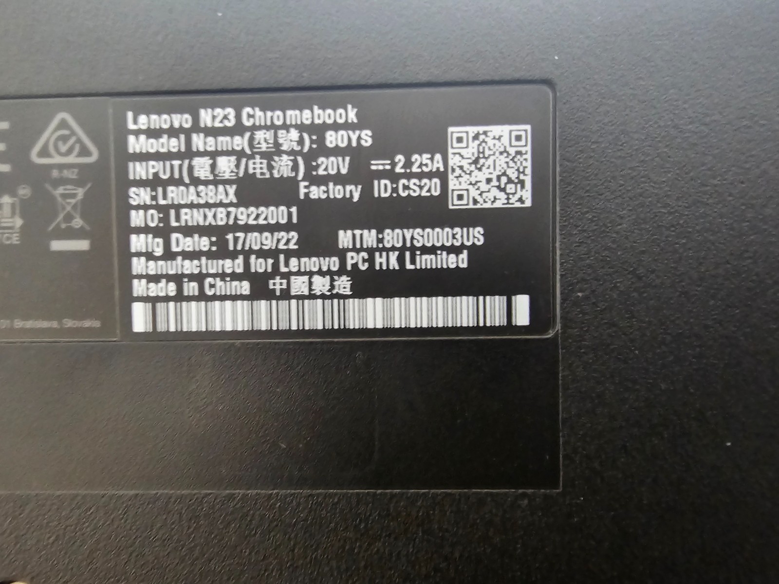 Lot of 10 Lenovo N23 11.6″ 80YS Chromebook – NO SCREEN – FOR PARTS / REPAIR ONLY