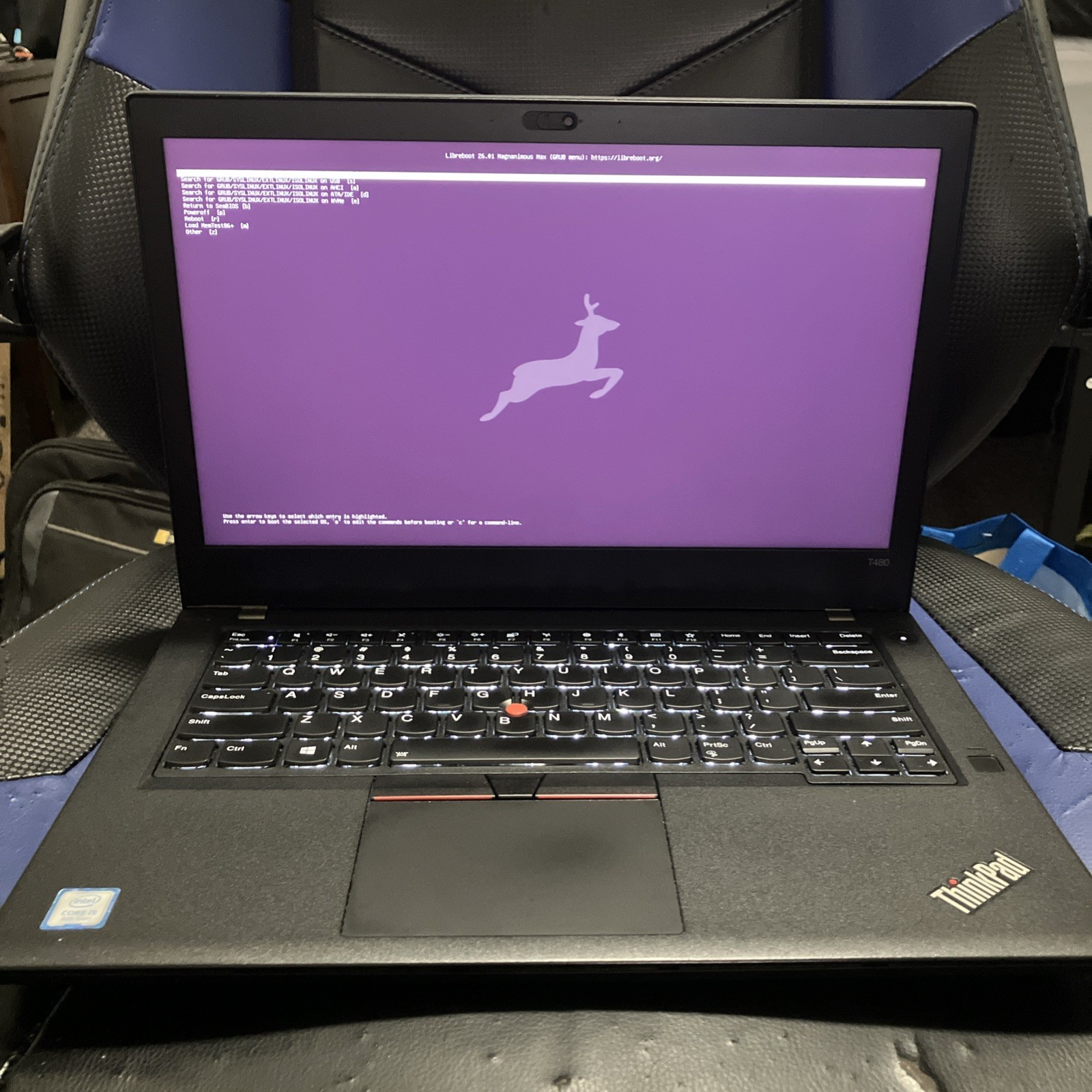 Libreboot Lenovo ThinkPad T480 i5 16GB DDR4 500GB NVMe 72Wh Bat WiFi 6E -Debian